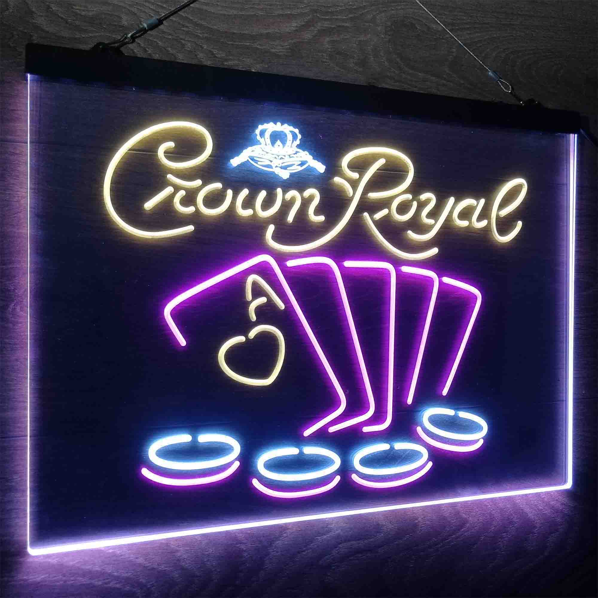 Crown Royal Casino Poker Neon LED Sign 3 Colors