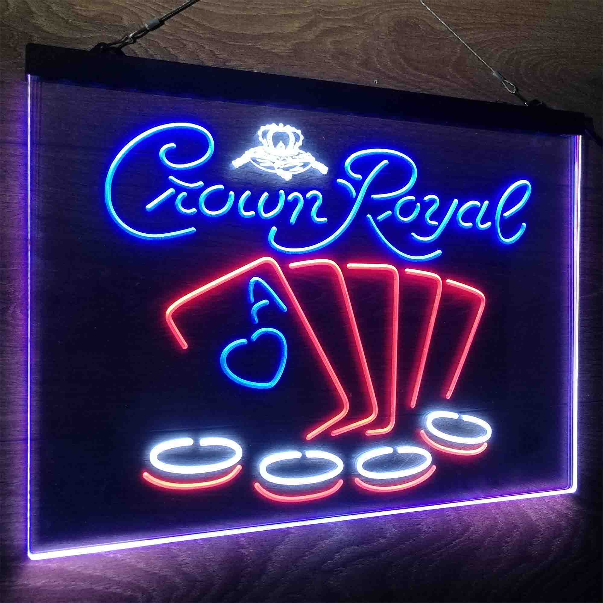 Crown Royal Casino Poker Neon LED Sign 3 Colors