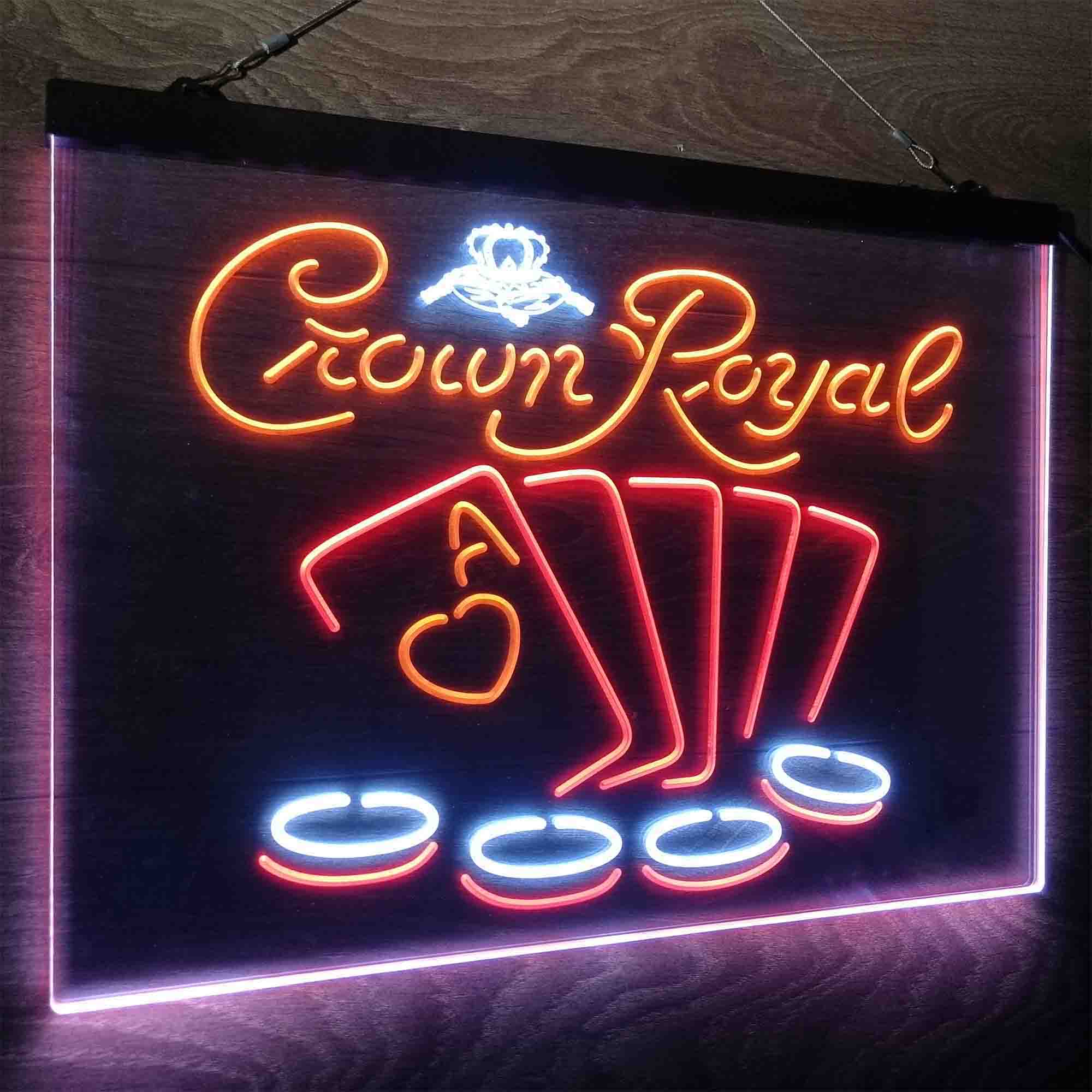 Crown Royal Casino Poker Neon LED Sign 3 Colors