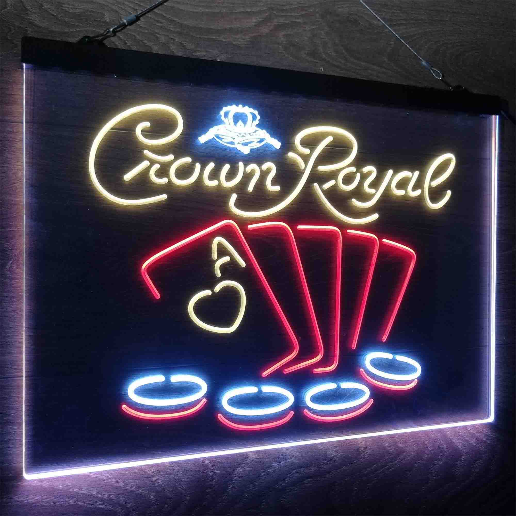 Crown Royal Casino Poker Neon LED Sign 3 Colors