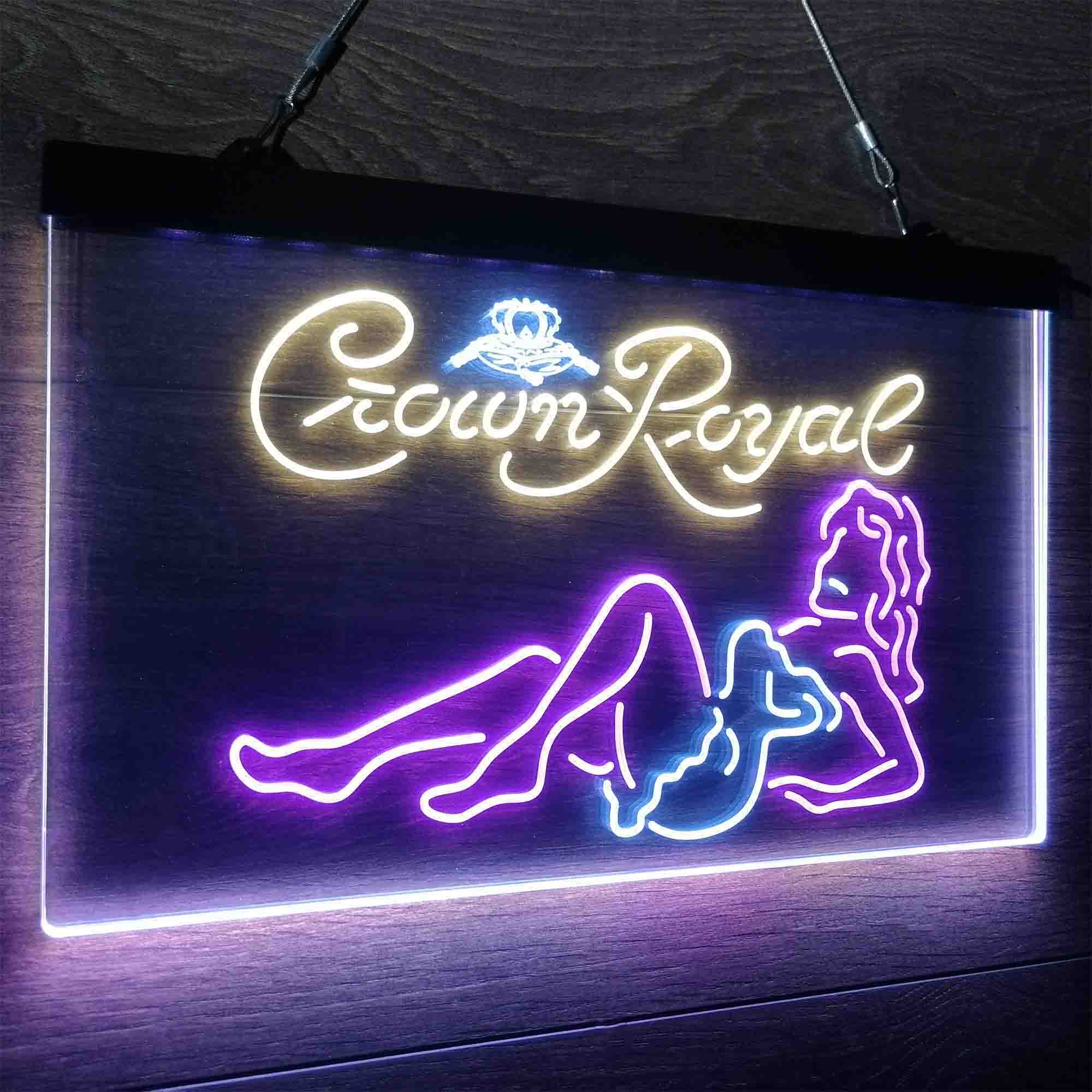 Crown Royal Lady Bar Neon LED Sign 3 Colors