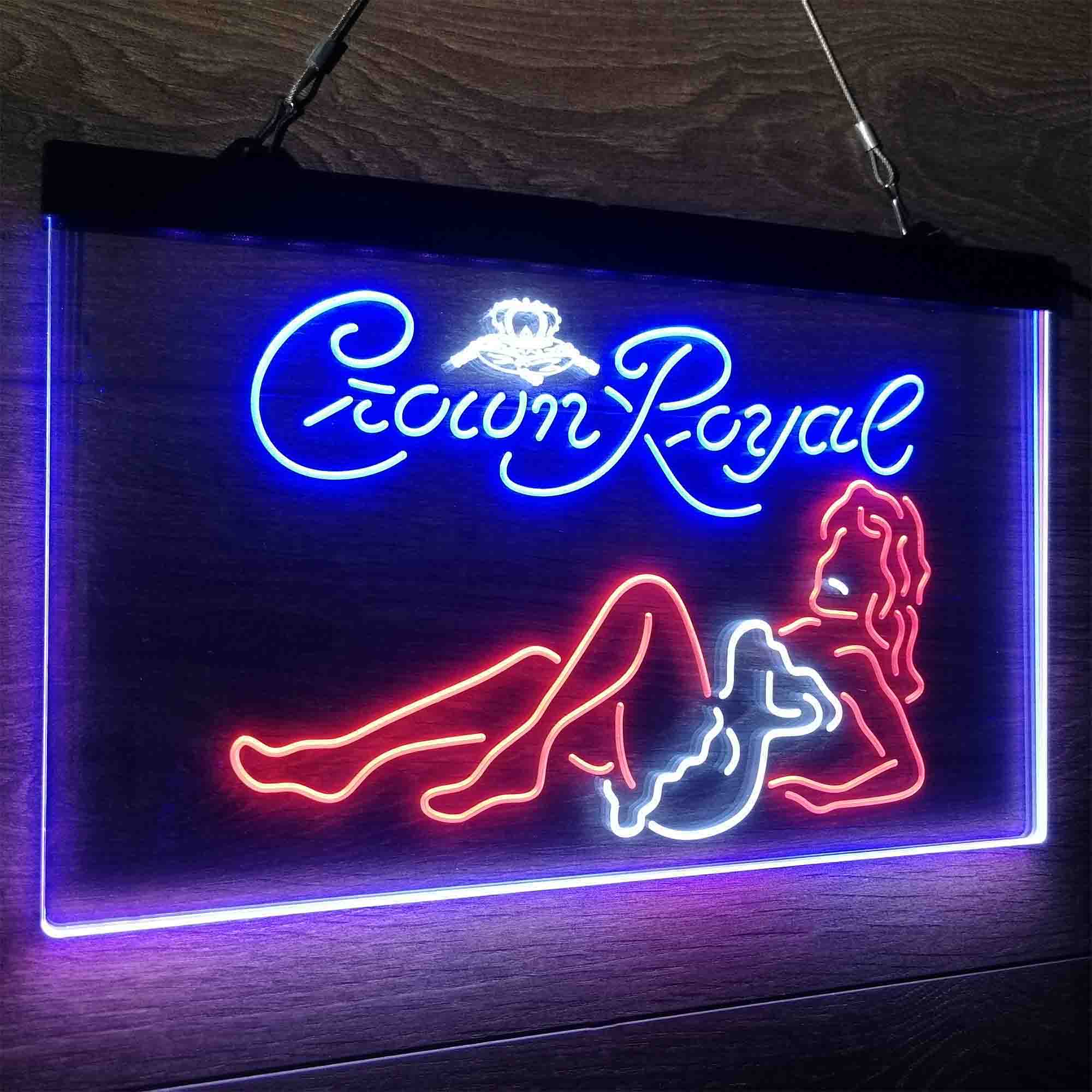 Crown Royal Lady Bar Neon LED Sign 3 Colors