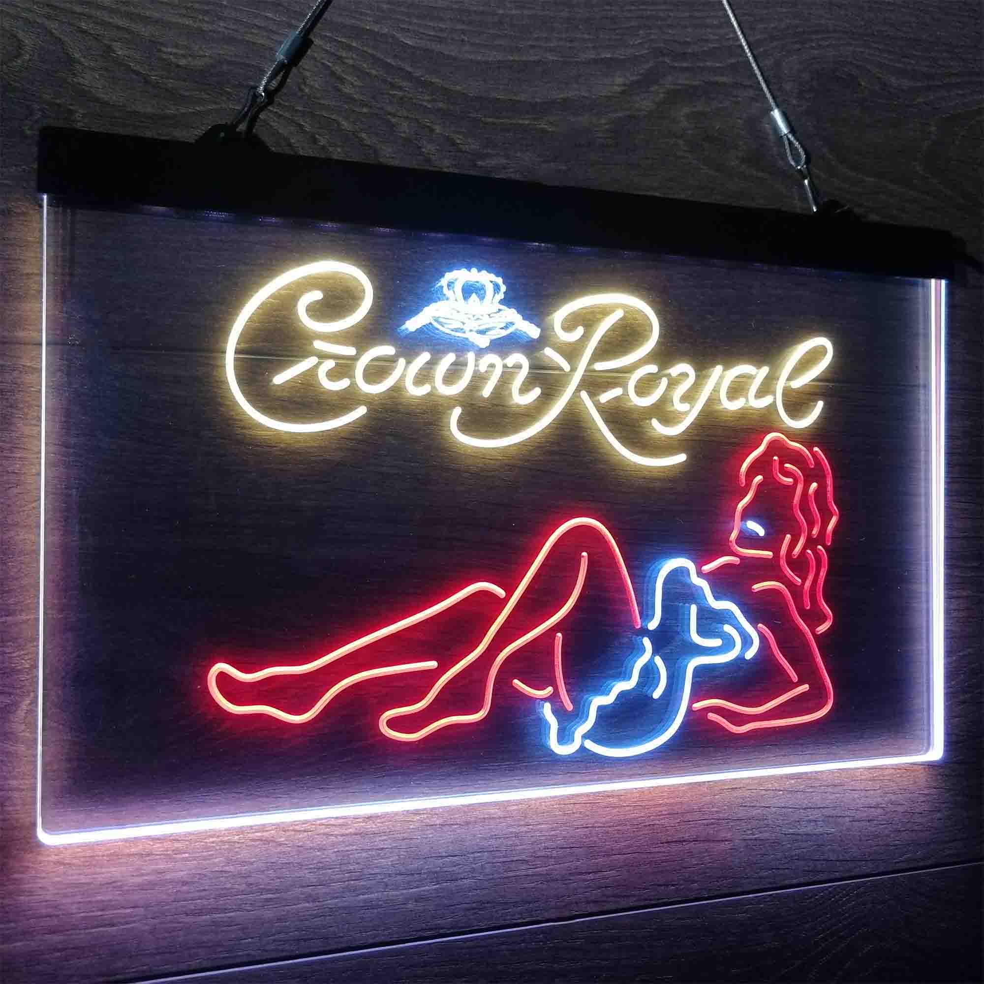 Crown Royal Lady Bar Neon LED Sign 3 Colors