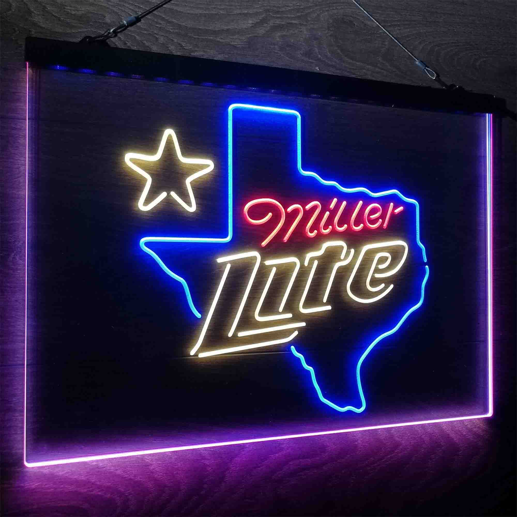 Miller Texas Star Beer Neon LED Sign 3 Colors