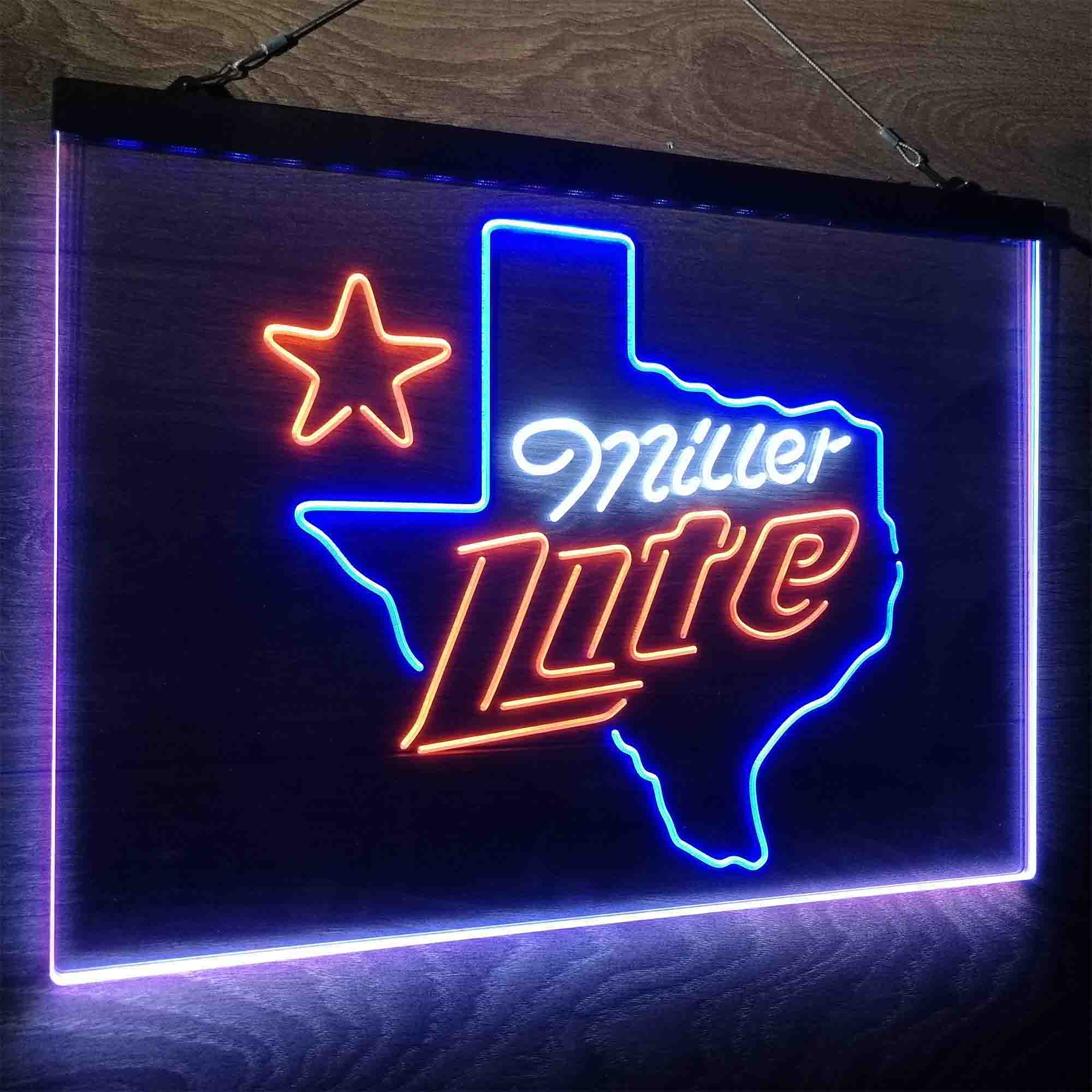 Miller Texas Star Beer Neon LED Sign 3 Colors