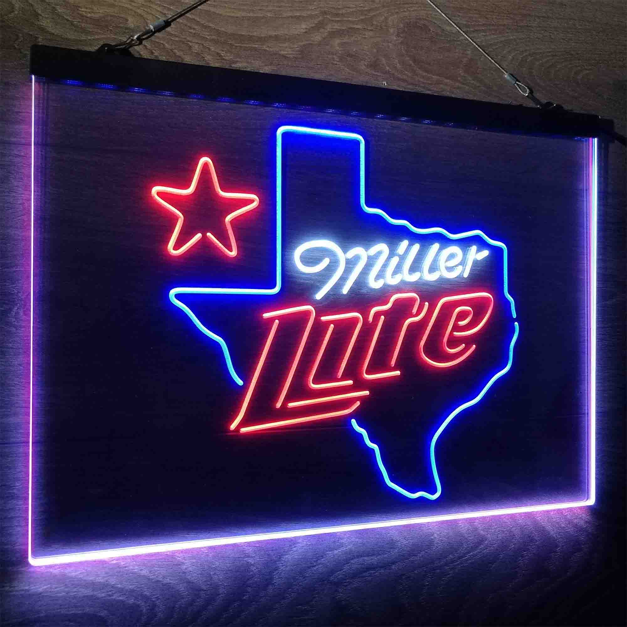 Miller Texas Star Beer Neon LED Sign 3 Colors