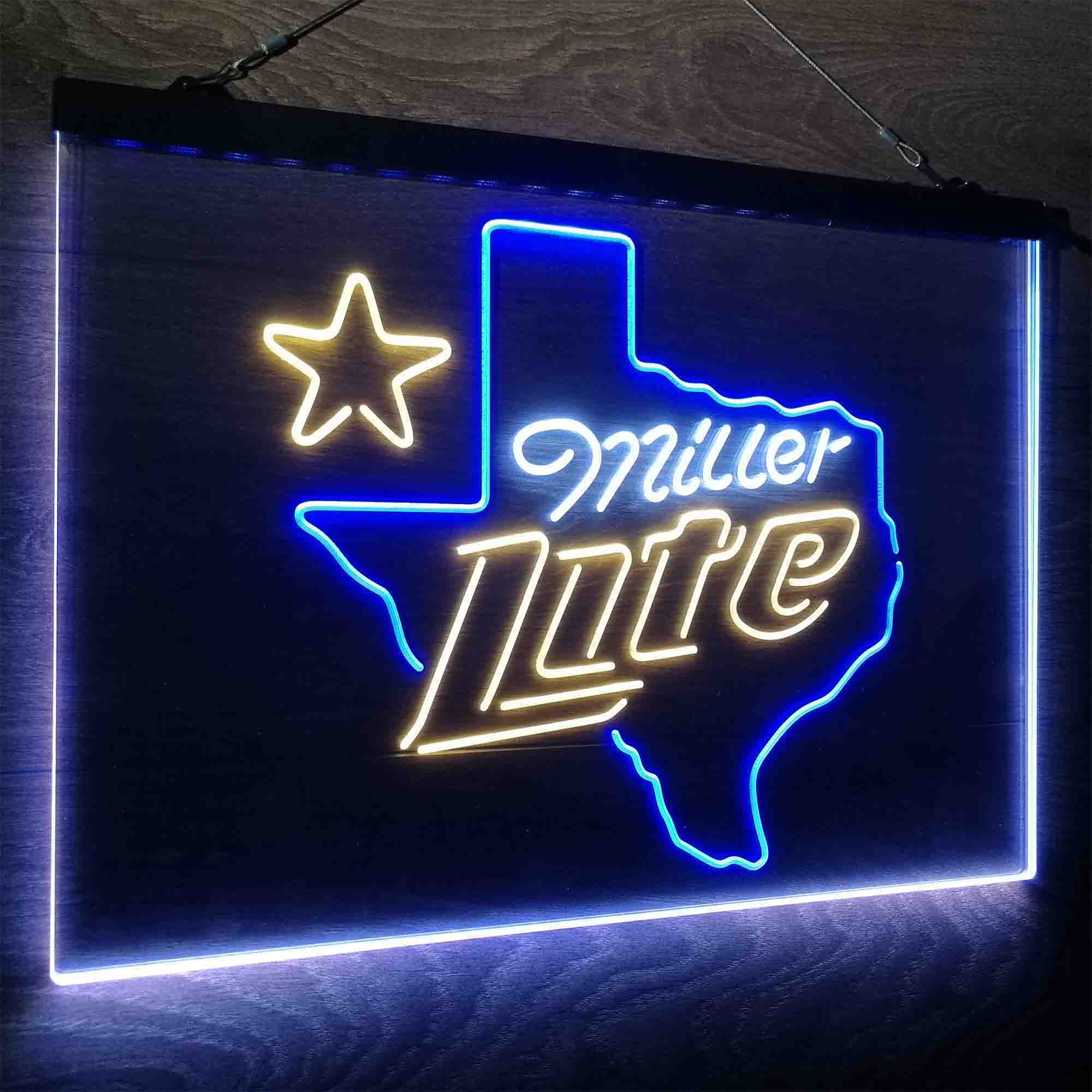 Miller Texas Star Beer Neon LED Sign 3 Colors