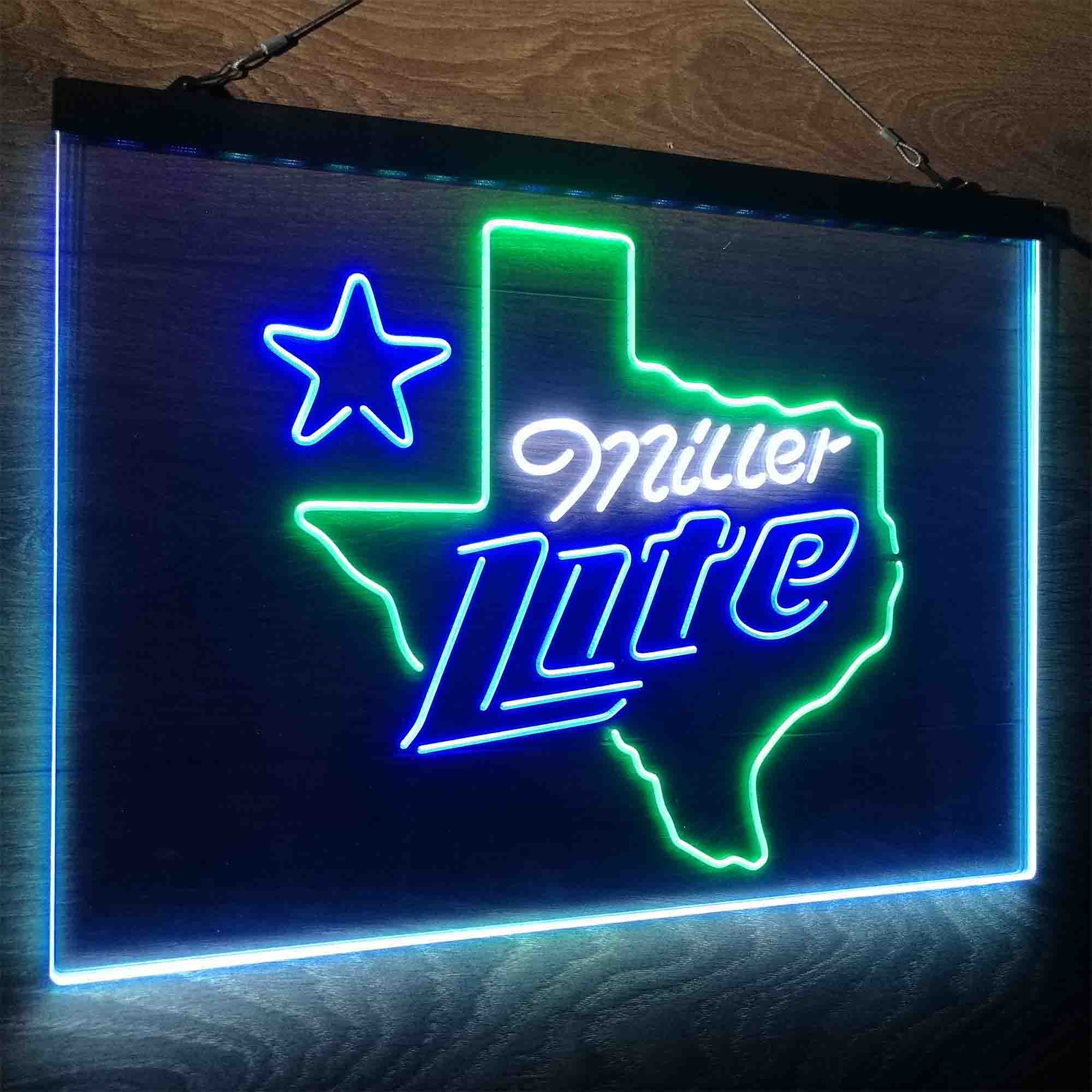 Miller Texas Star Beer Neon LED Sign 3 Colors