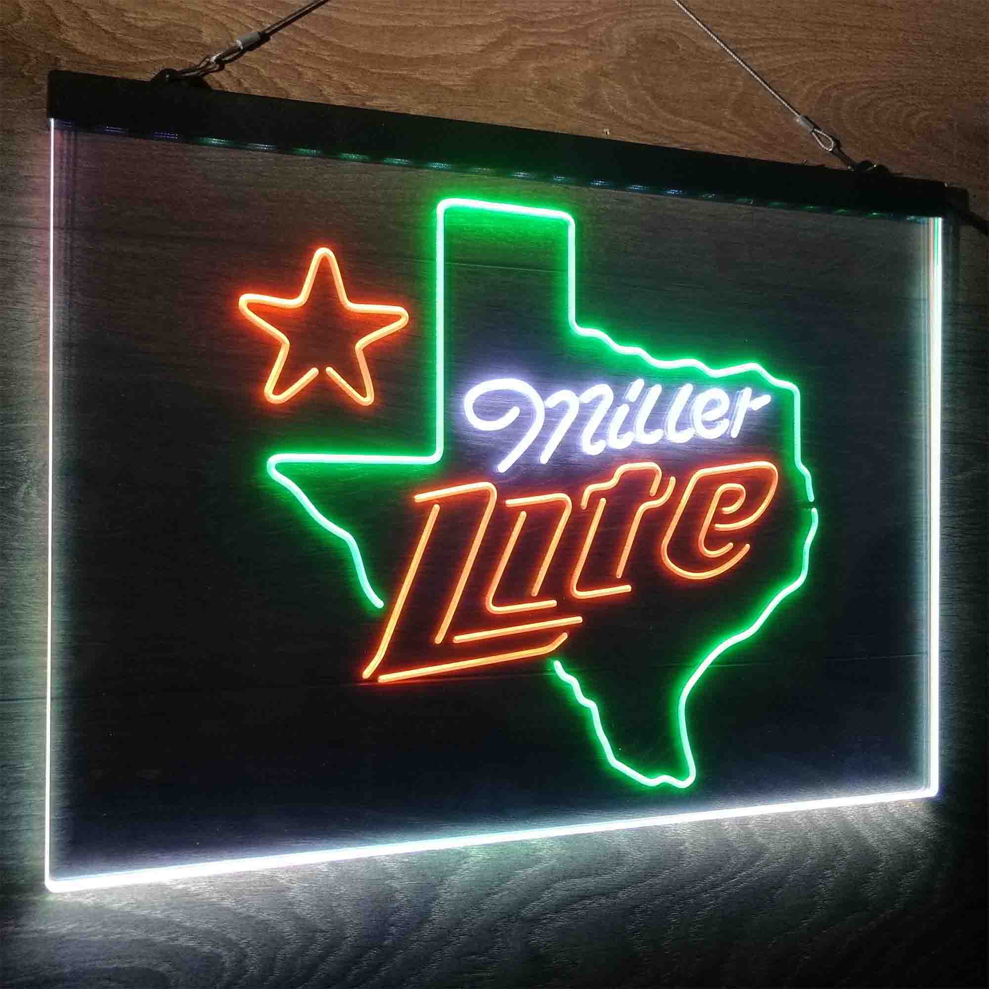 Miller Texas Star Beer Neon LED Sign 3 Colors