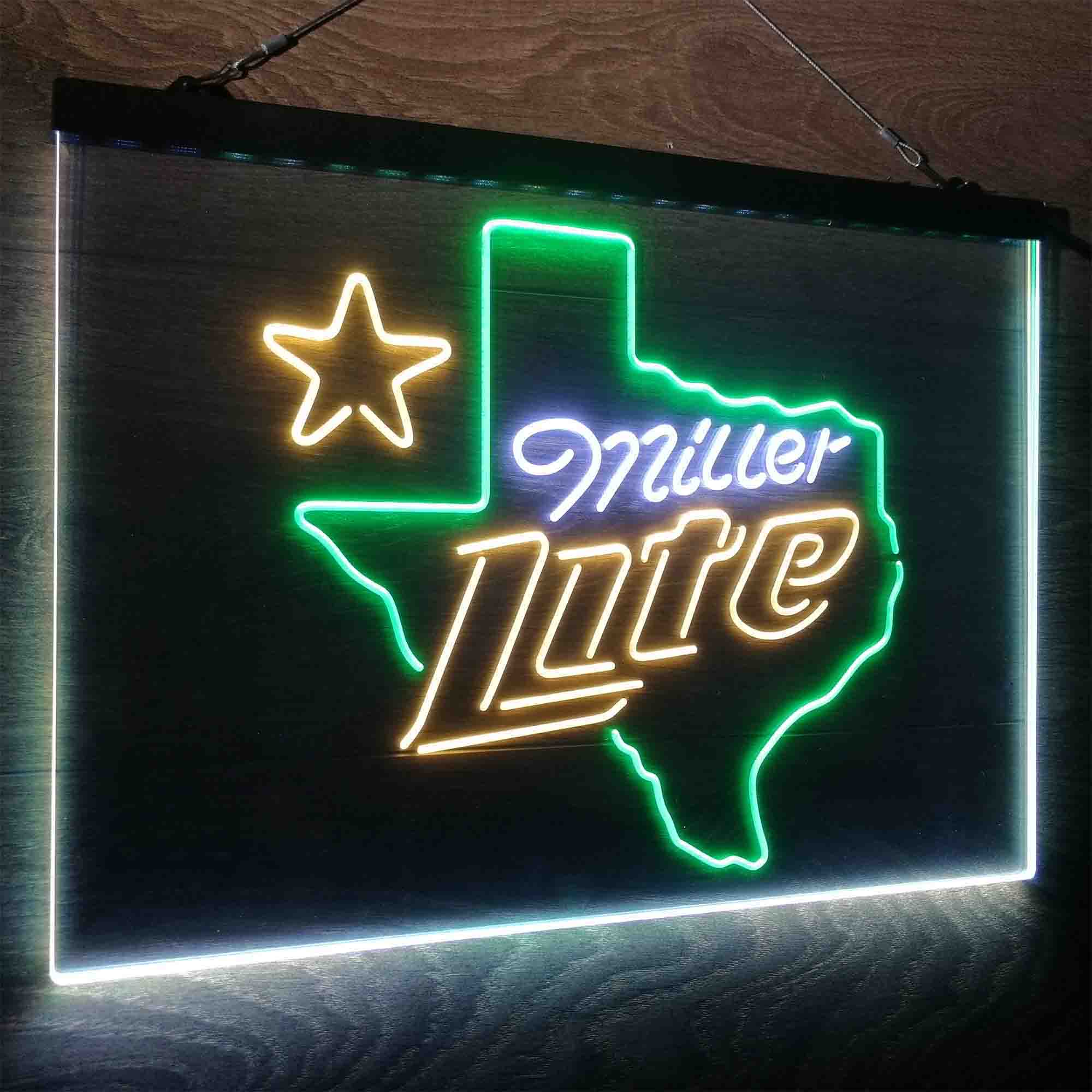 Miller Texas Star Beer Neon LED Sign 3 Colors