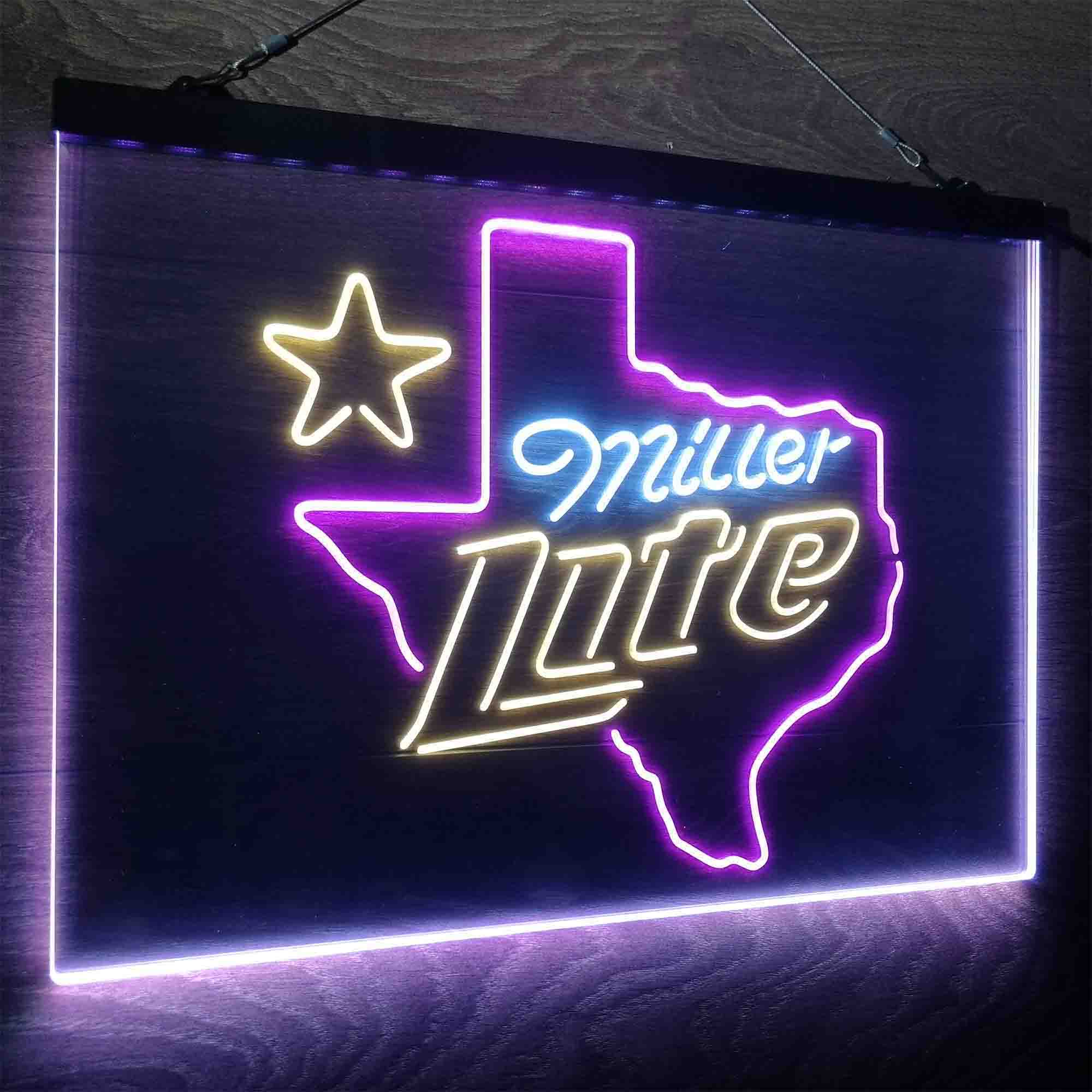 Miller Texas Star Beer Neon LED Sign 3 Colors