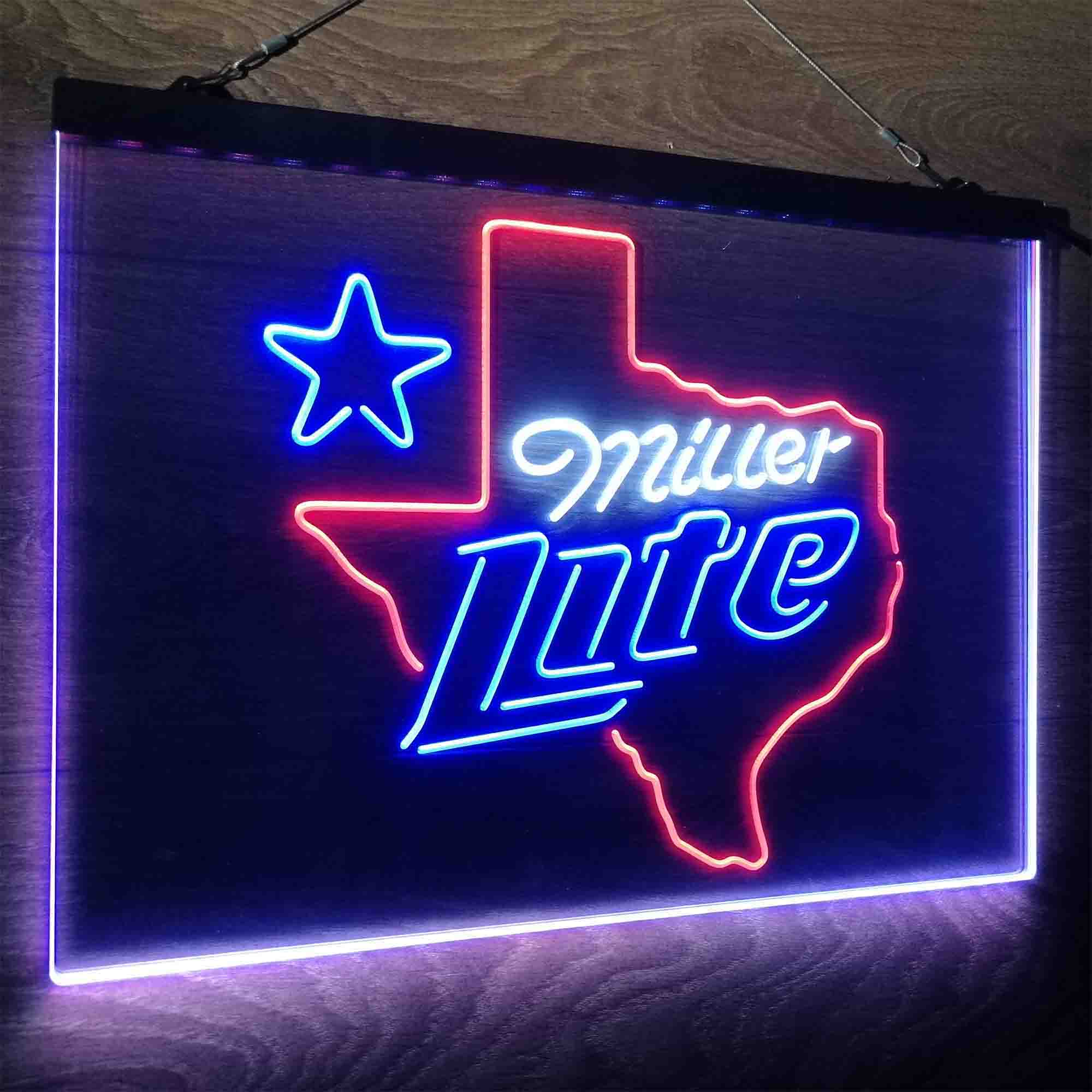 Miller Texas Star Beer Neon LED Sign 3 Colors