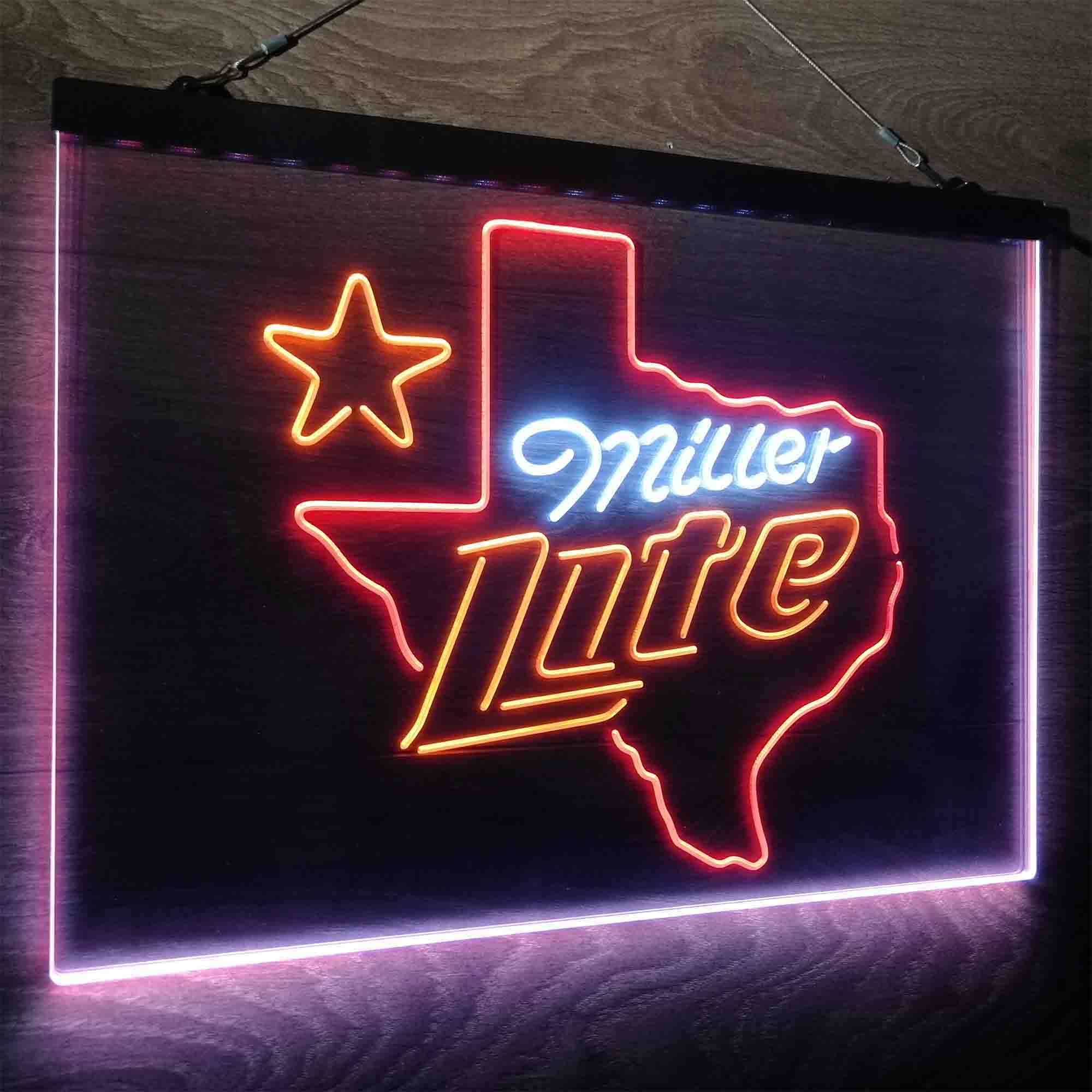 Miller Texas Star Beer Neon LED Sign 3 Colors