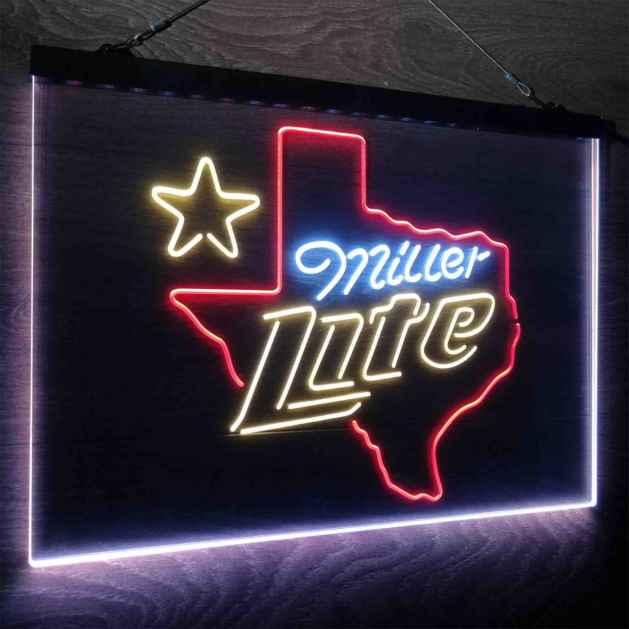 Miller Texas Star Beer Neon LED Sign 3 Colors