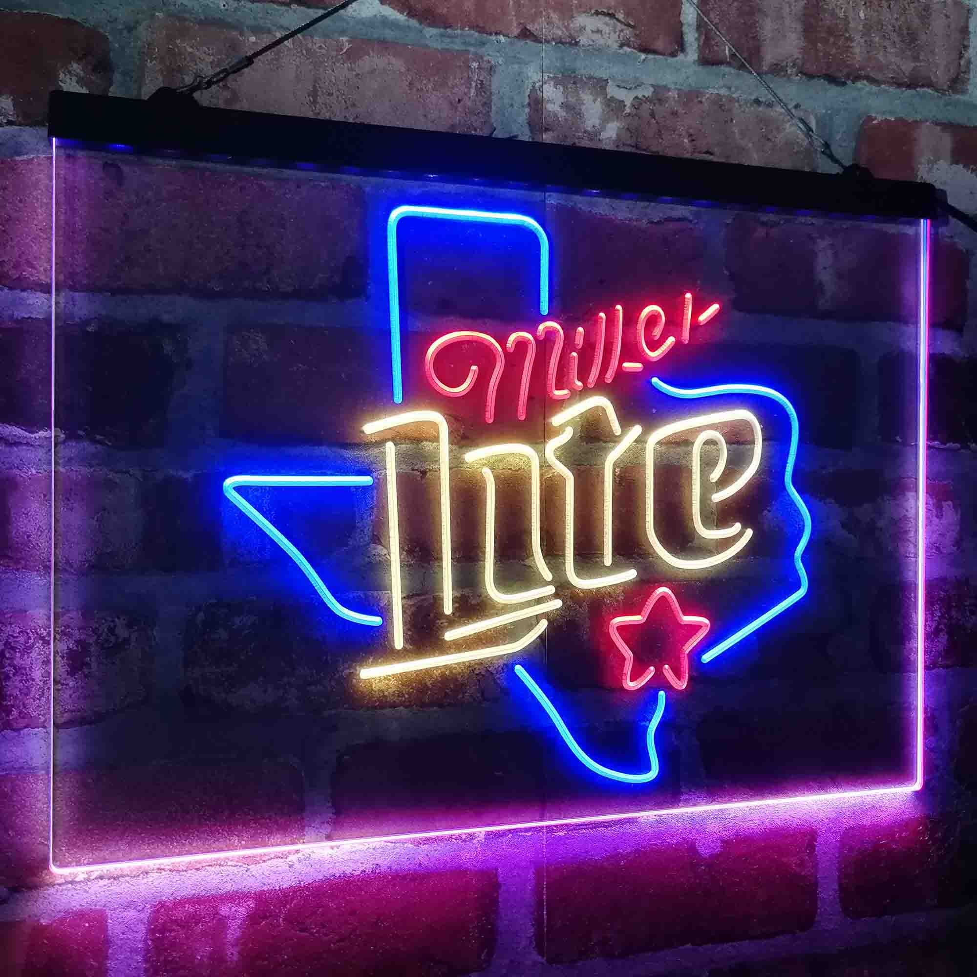 Miller Star Texas Beer Neon LED Sign 3 Colors