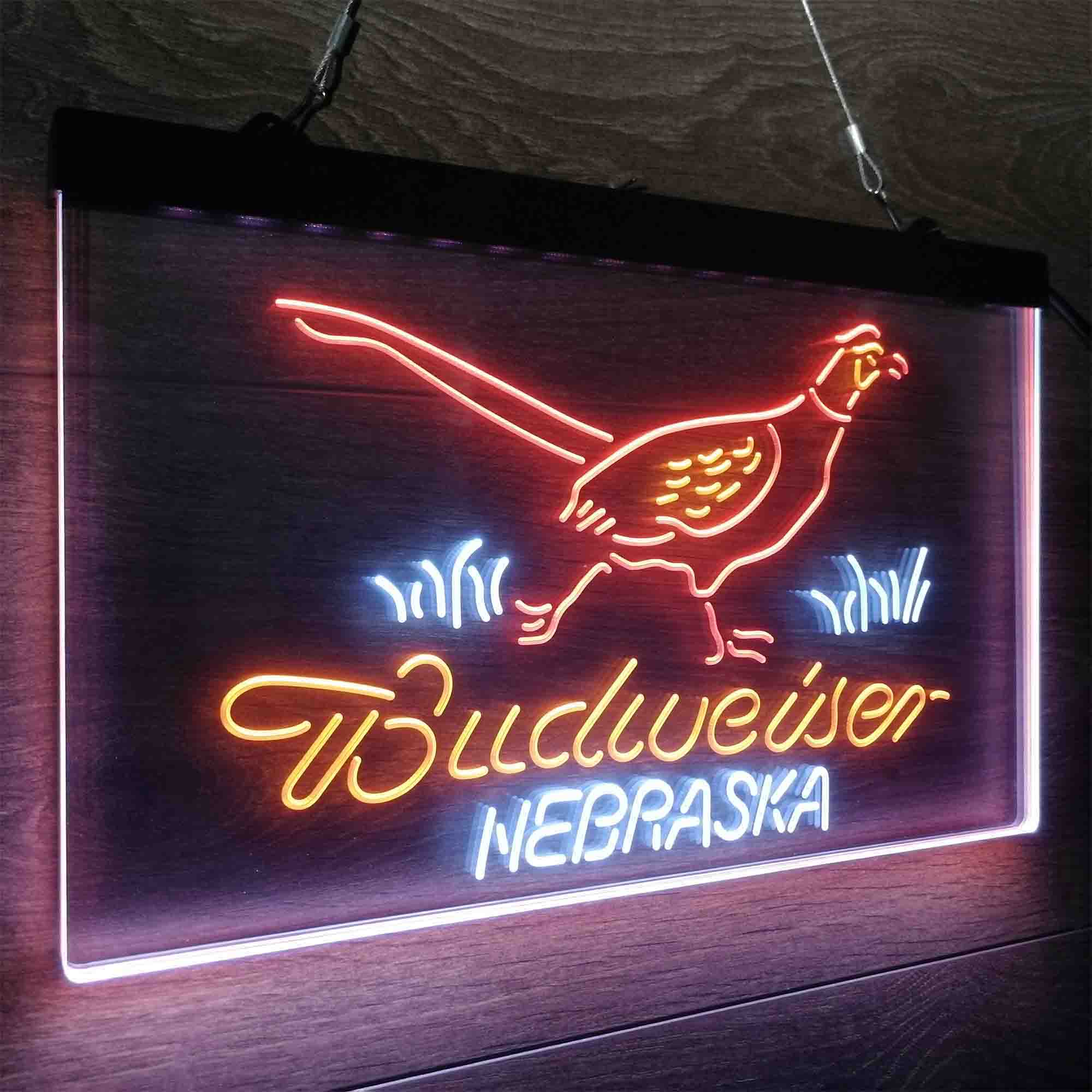 Nebraska Led Sign Nebraska Pheasant Hunter Budweiser's Neon LED Sign For Sale | LEDLABCAVE
