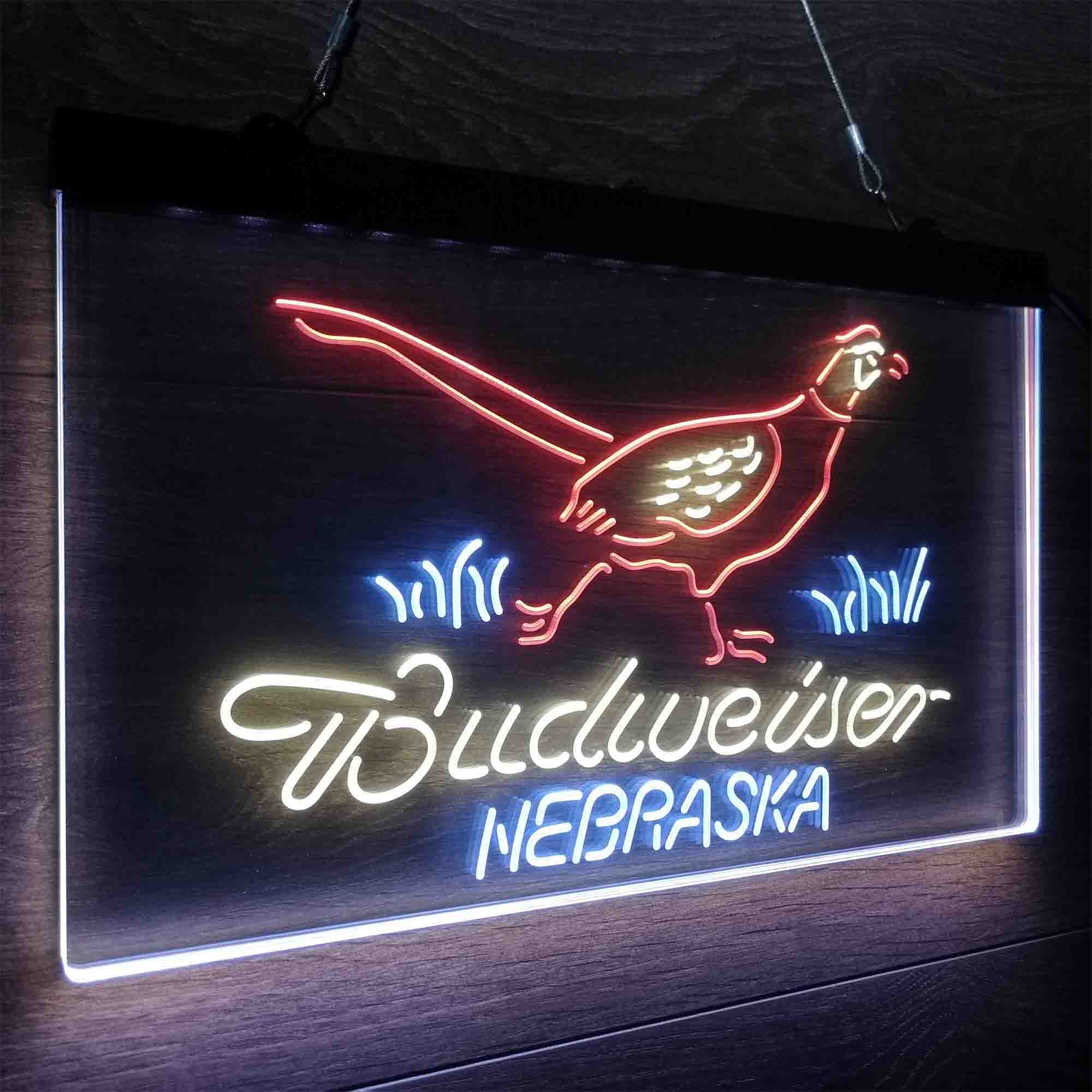Nebraska Led Sign Nebraska Pheasant Hunter Budweiser's Neon LED Sign For Sale | LEDLABCAVE
