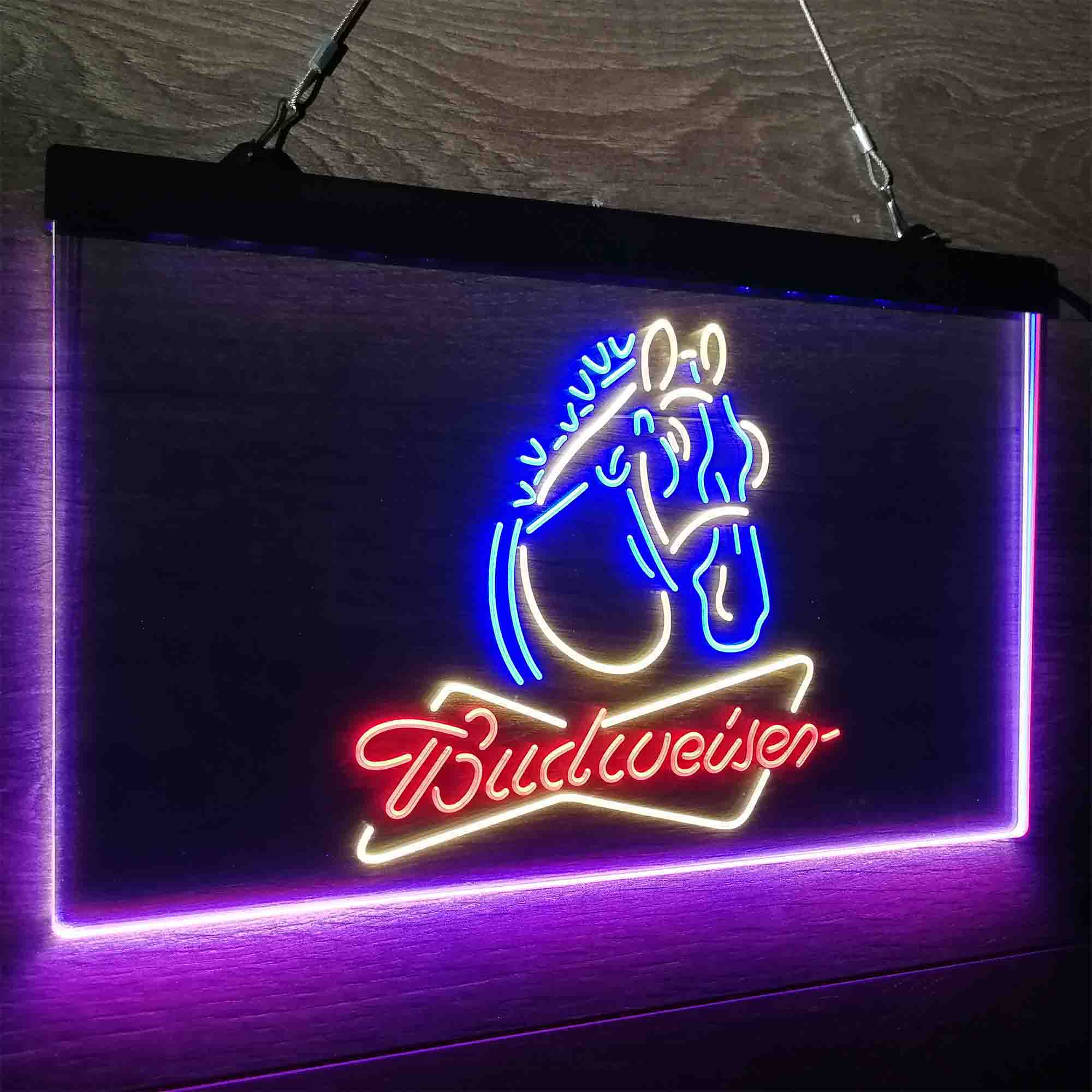 Budweiser Clydesdale Horse Head Neon LED Sign 3 Colors