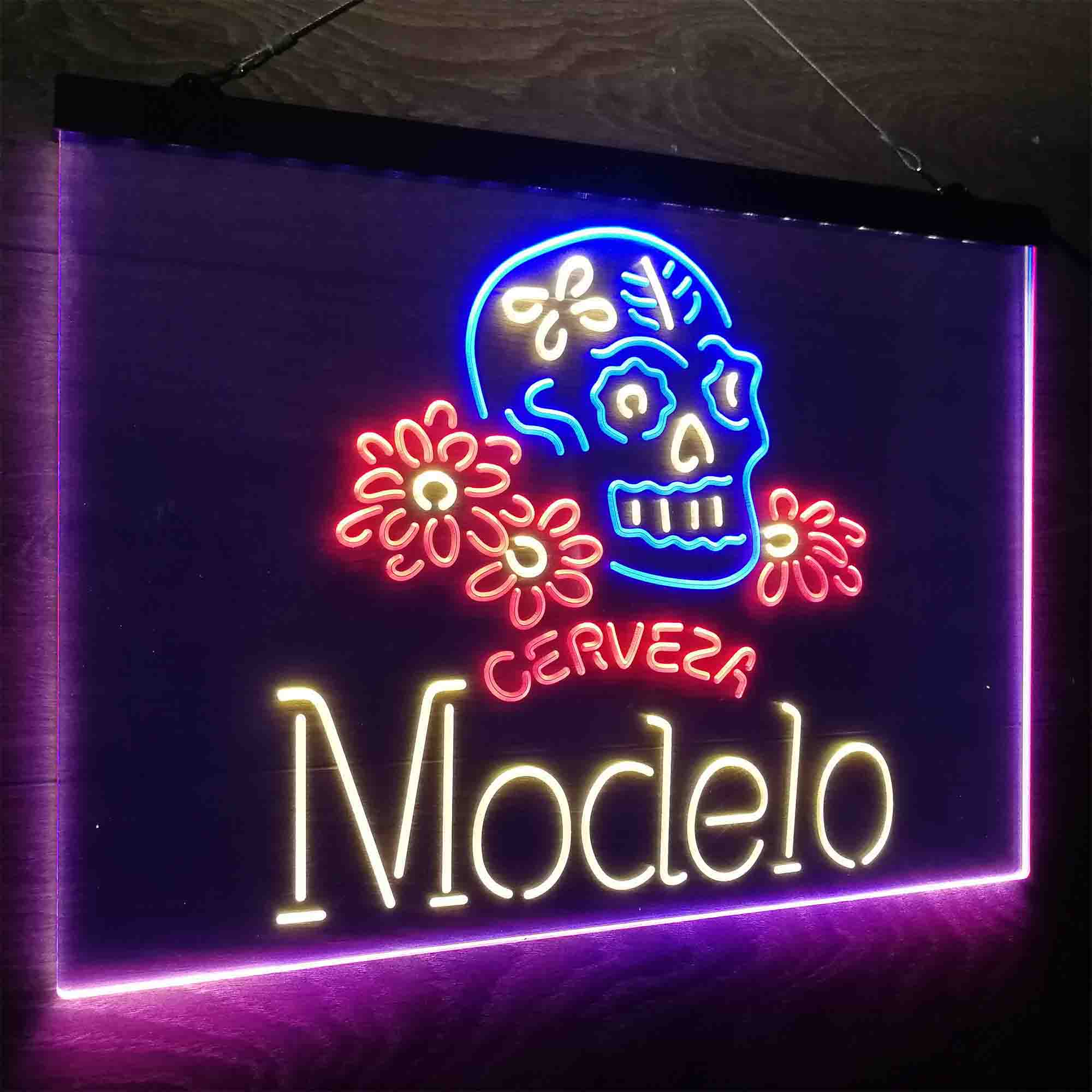 Cerveza Modelo Skull Bar Neon LED Sign 3 Colors