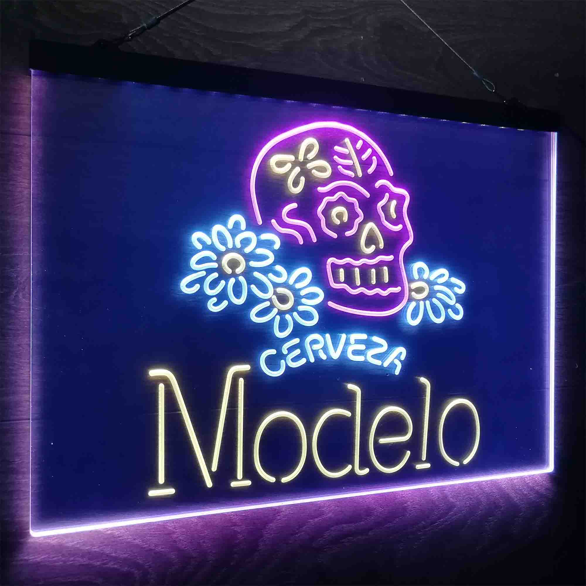 Cerveza Modelo Skull Bar Neon LED Sign 3 Colors