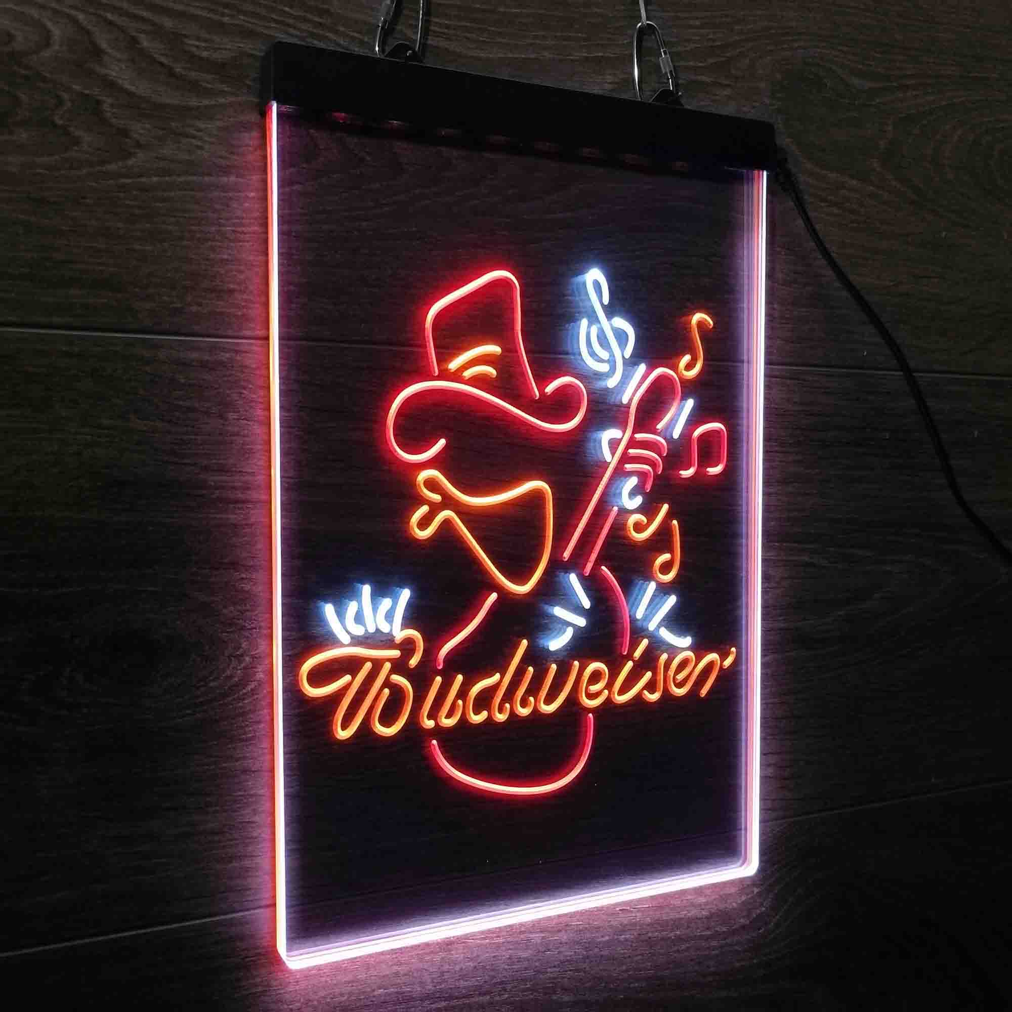 Budweiser Cowboy Play Guitar Neon LED Sign 3 Colors