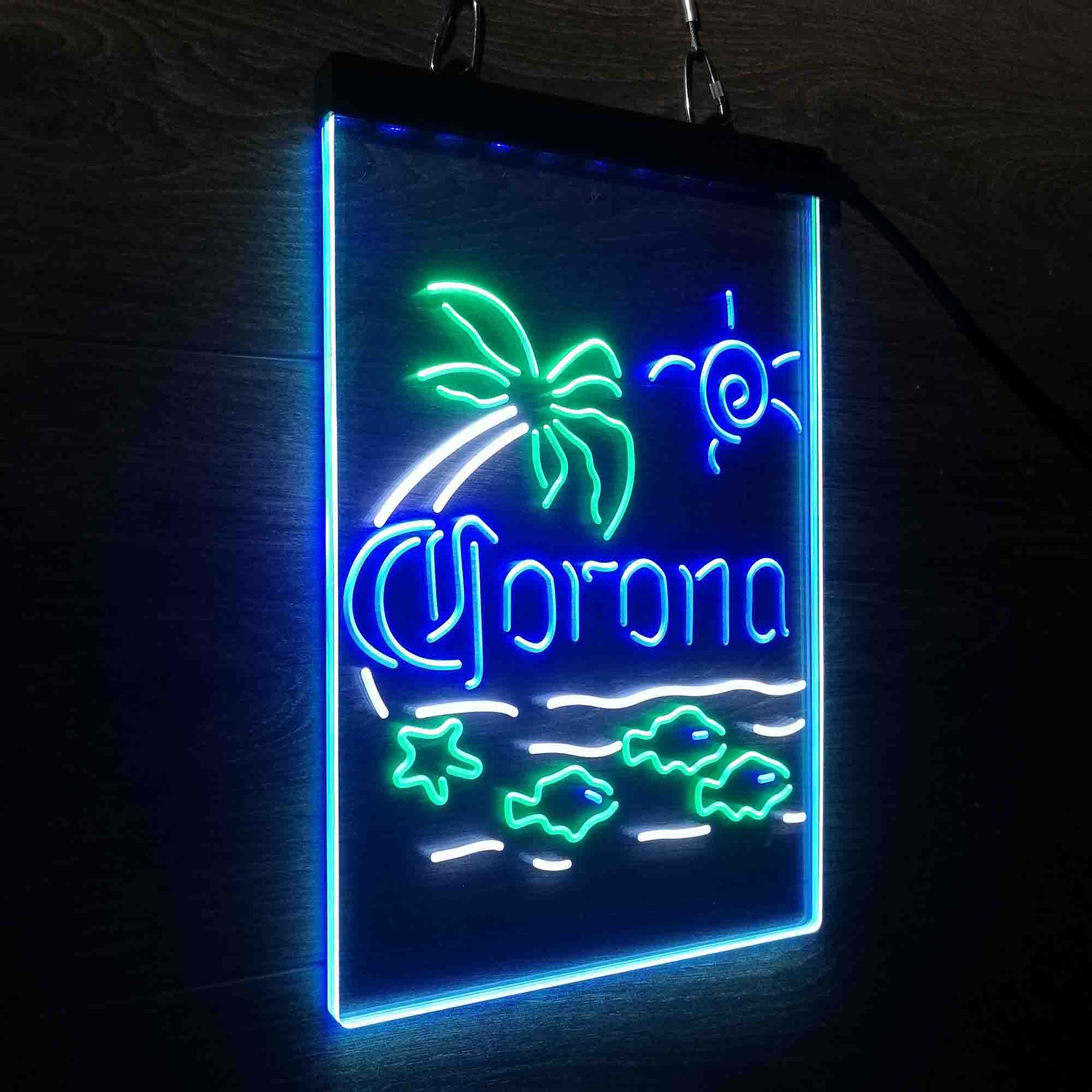 Corona Fish Sun Palm Island Neon LED Sign 3 Colors