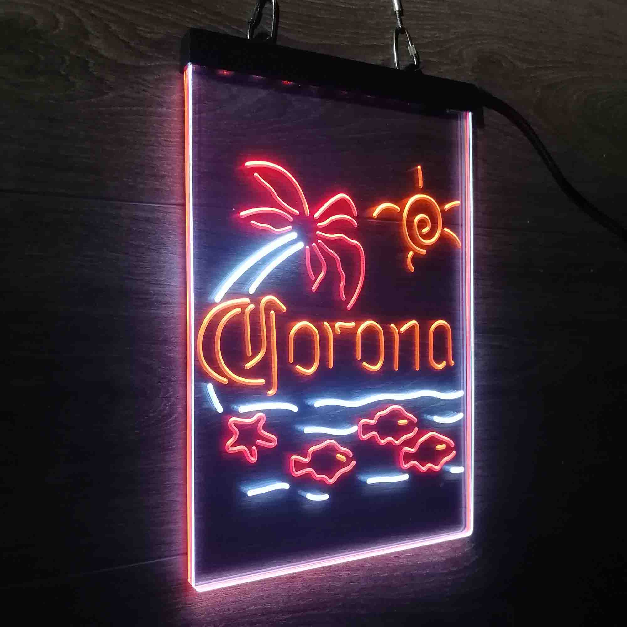 Corona Fish Sun Palm Island Neon LED Sign 3 Colors