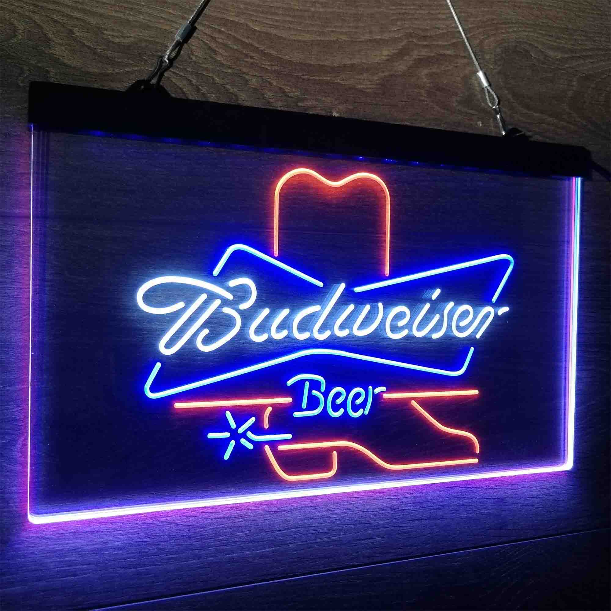 Budweisers Cowboys Boot Home Beer Bar Decoration Gifts Neon LED Sign 3 Colors