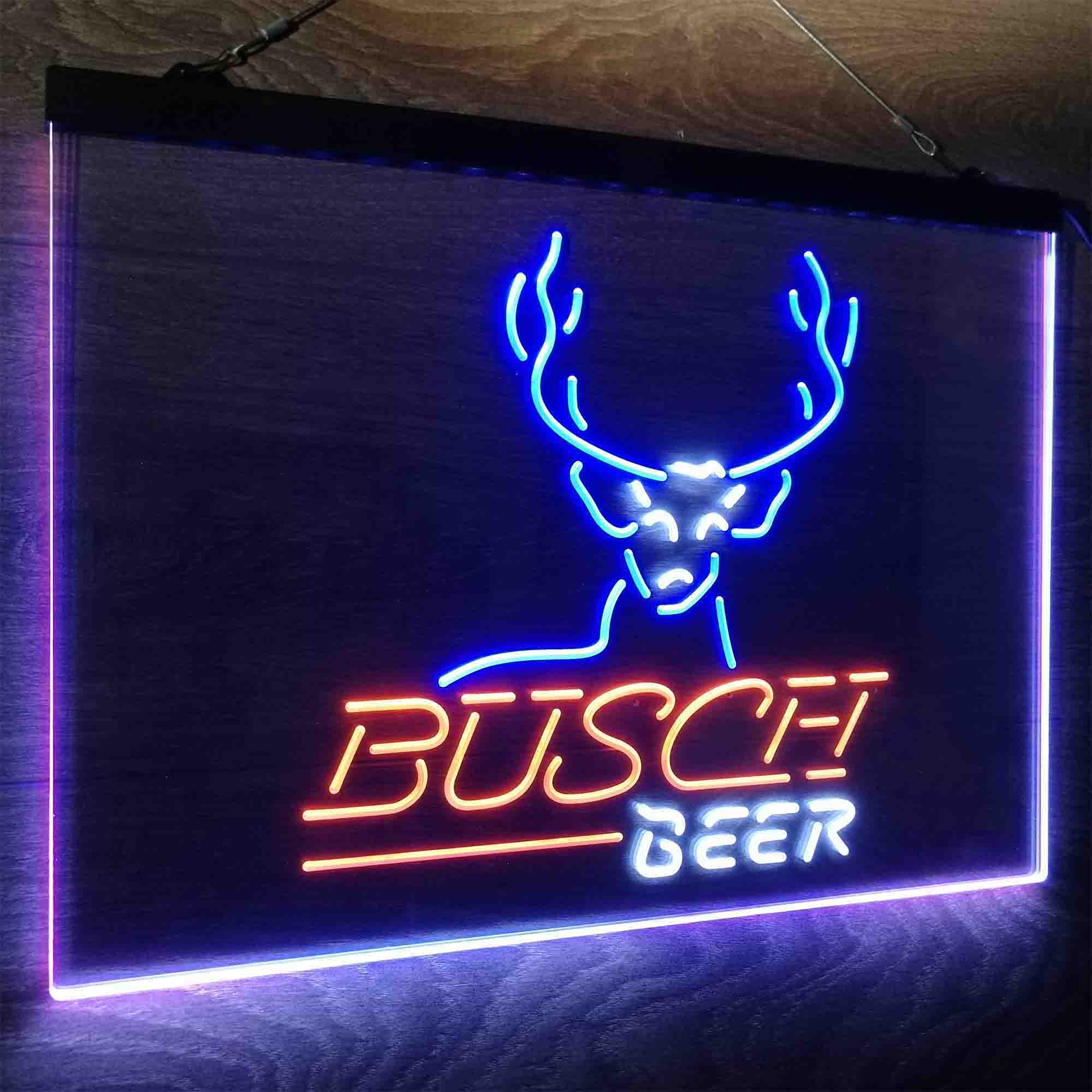 Buschs Beer Cabin Deer Hunt Neon LED Sign 3 Colors