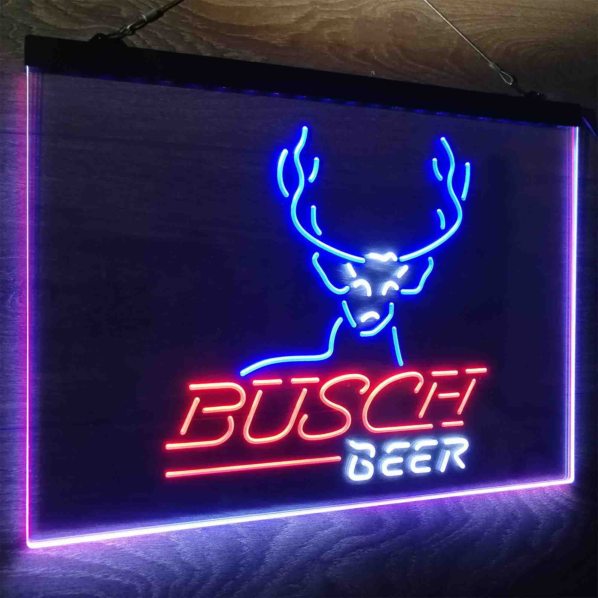 Buschs Beer Cabin Deer Hunt Neon LED Sign 3 Colors