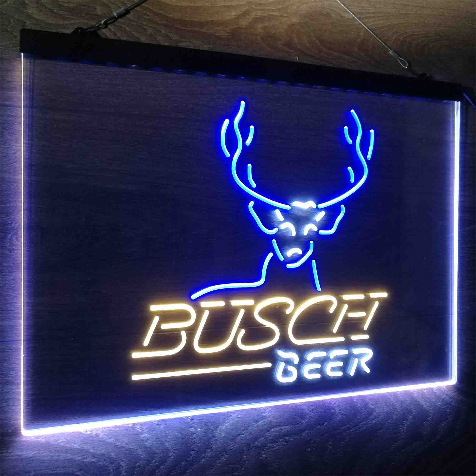 Buschs Beer Cabin Deer Hunt Neon LED Sign 3 Colors