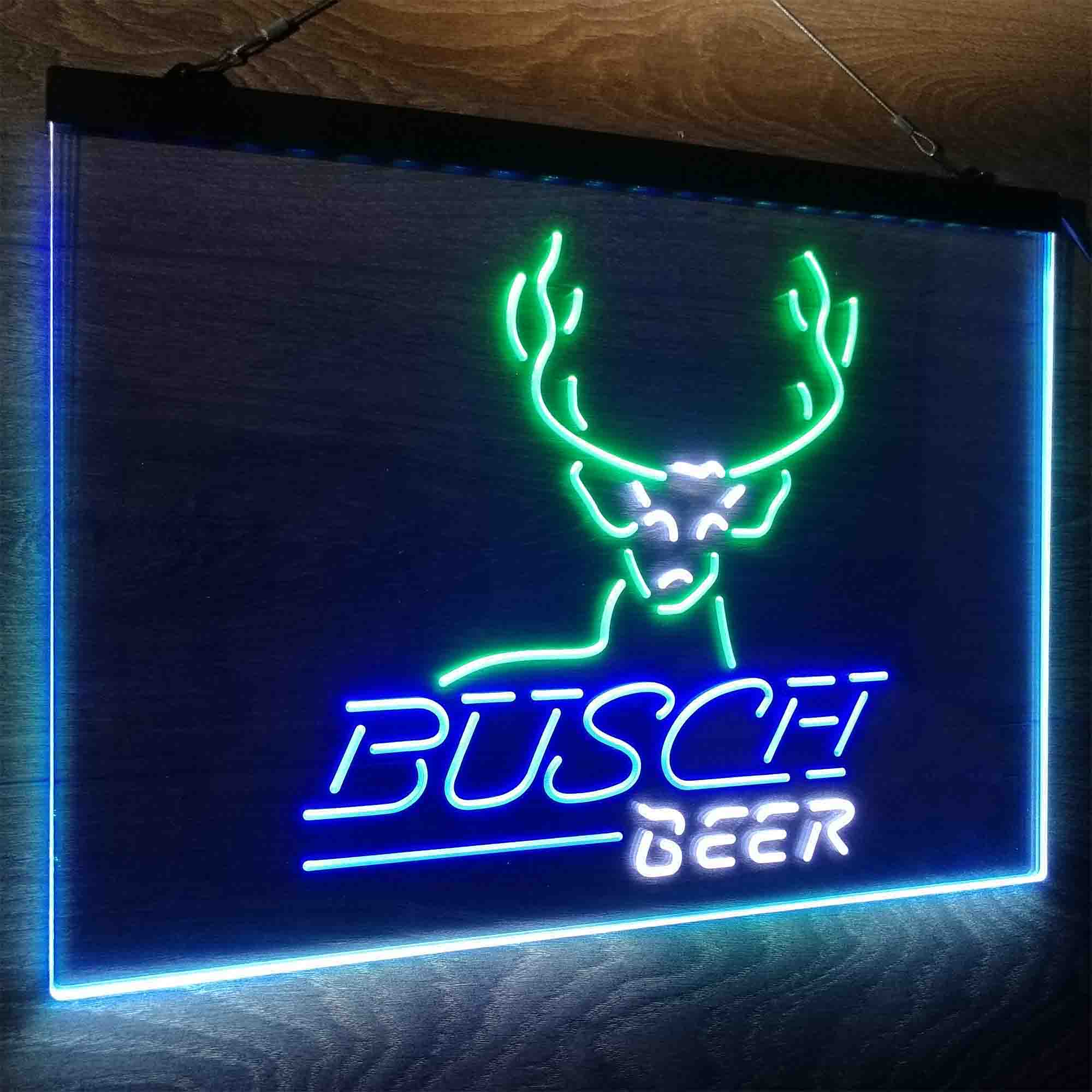 Buschs Beer Cabin Deer Hunt Neon LED Sign 3 Colors