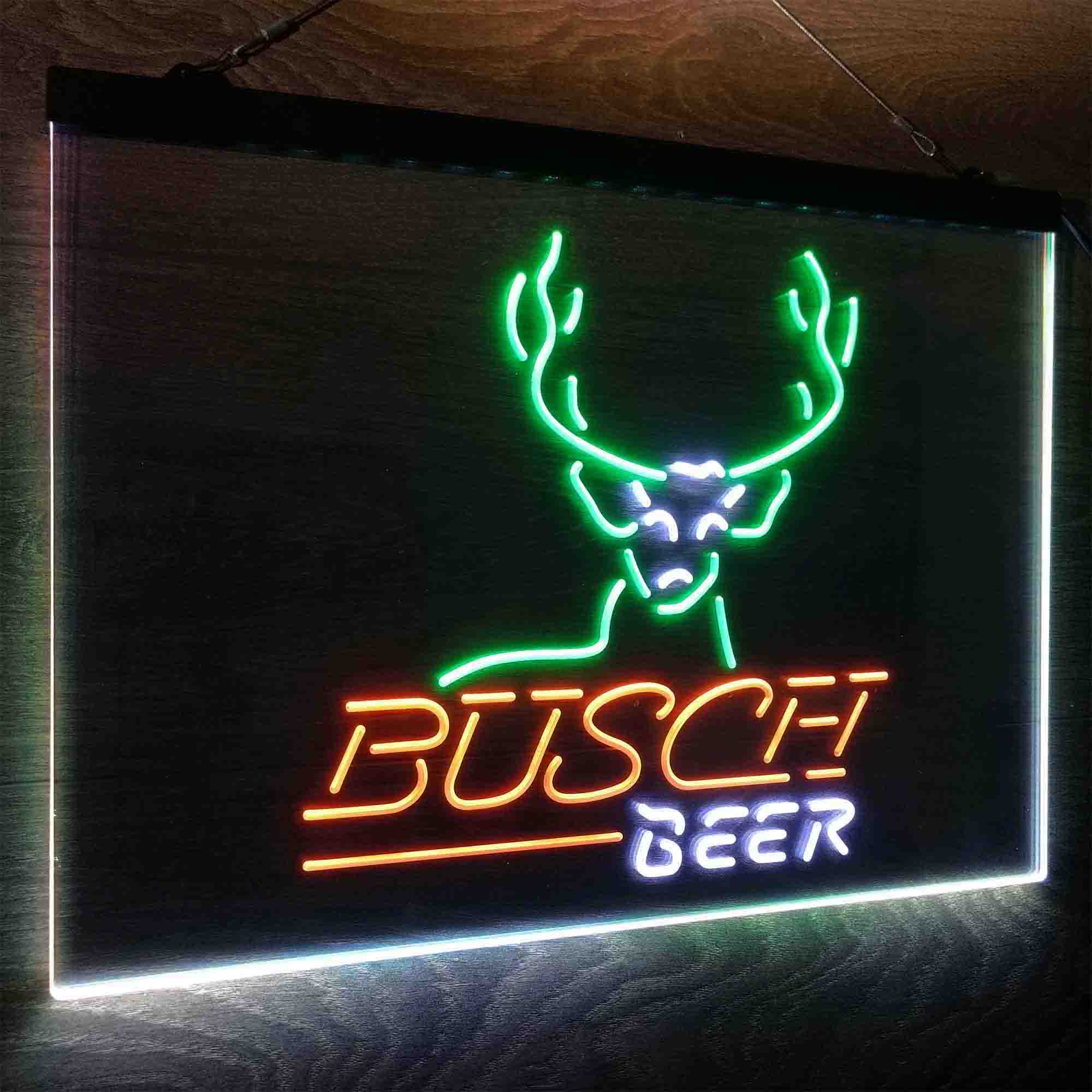 Buschs Beer Cabin Deer Hunt Neon LED Sign 3 Colors