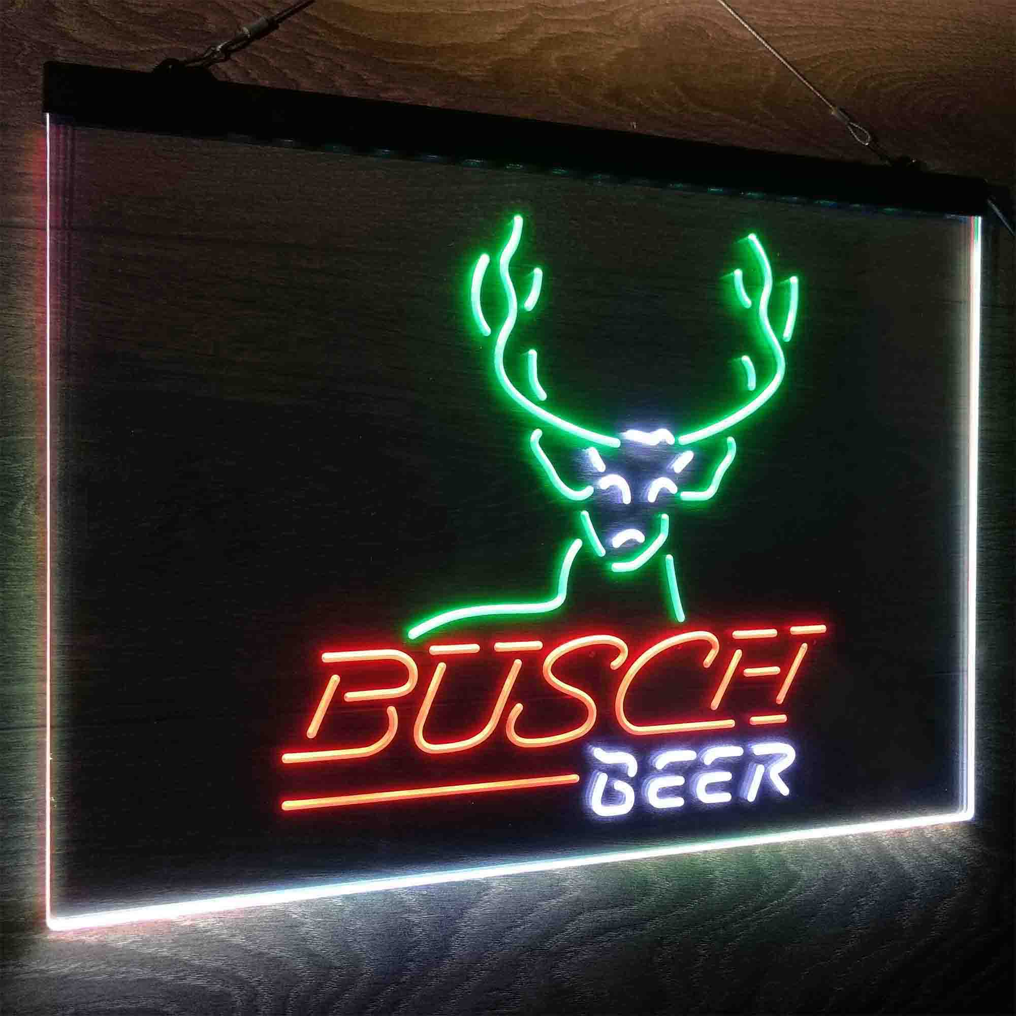 Buschs Beer Cabin Deer Hunt Neon LED Sign 3 Colors