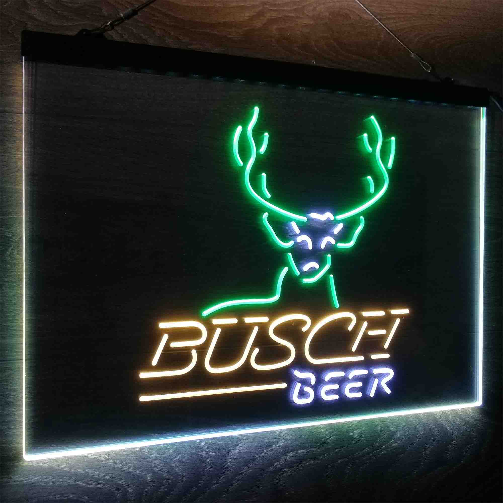 Buschs Beer Cabin Deer Hunt Neon LED Sign 3 Colors