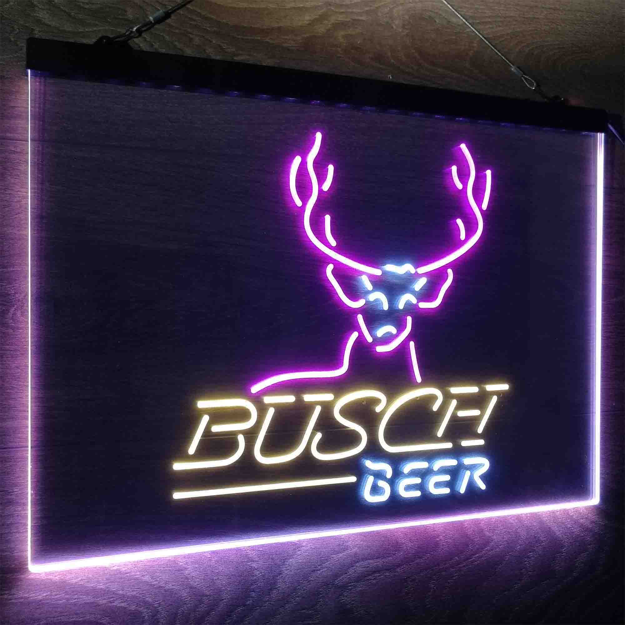 Buschs Beer Cabin Deer Hunt Neon LED Sign 3 Colors