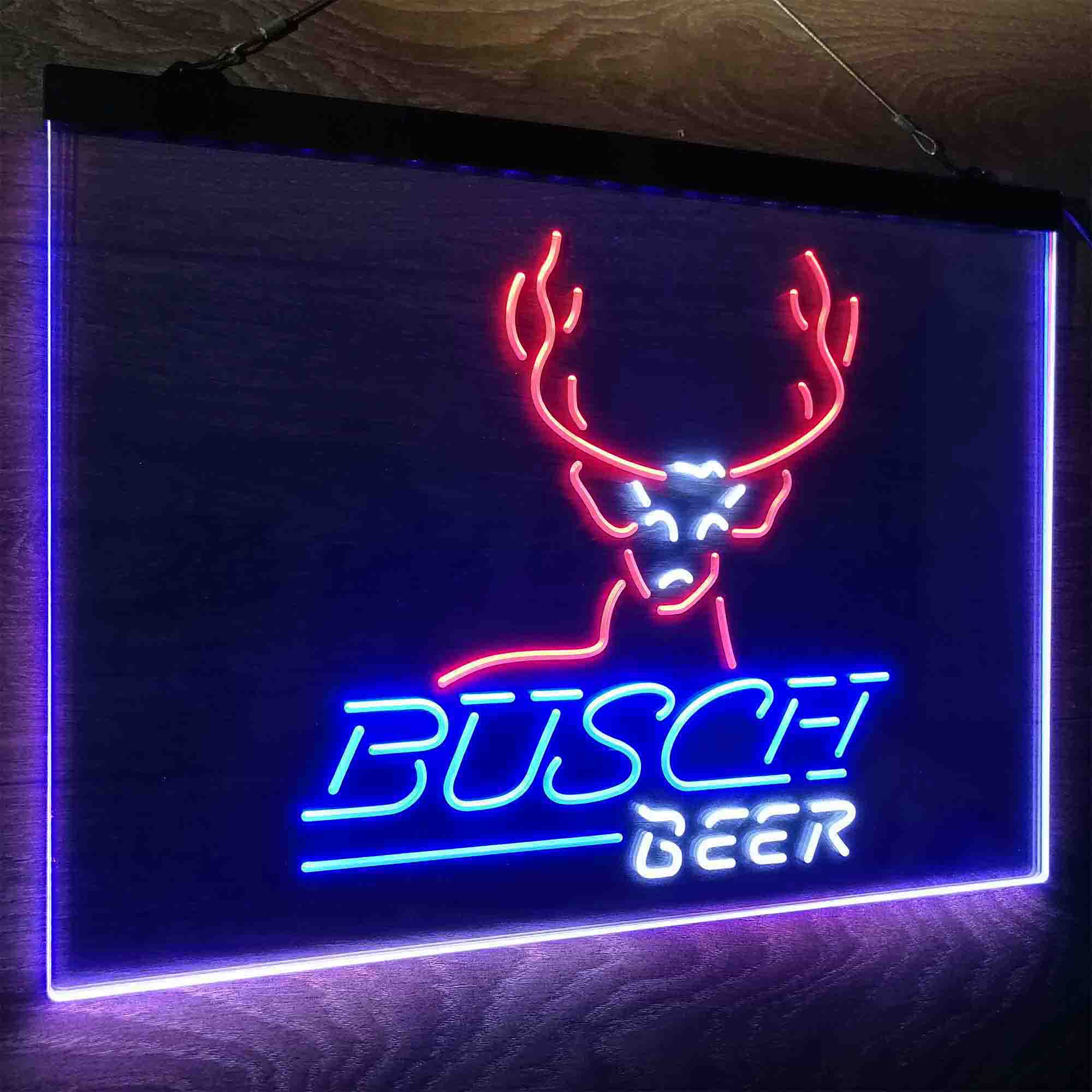 Buschs Beer Cabin Deer Hunt Neon LED Sign 3 Colors