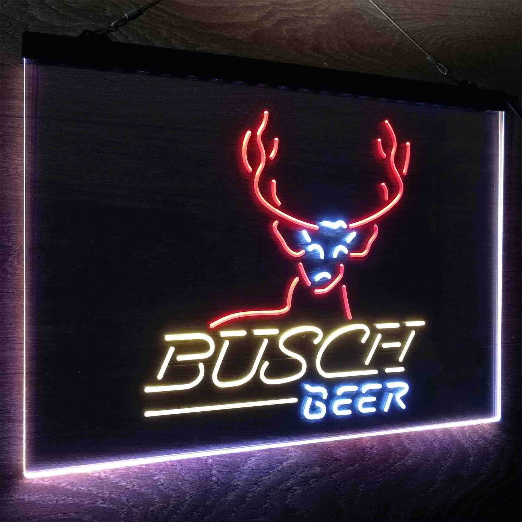 Buschs Beer Cabin Deer Hunt Neon LED Sign 3 Colors