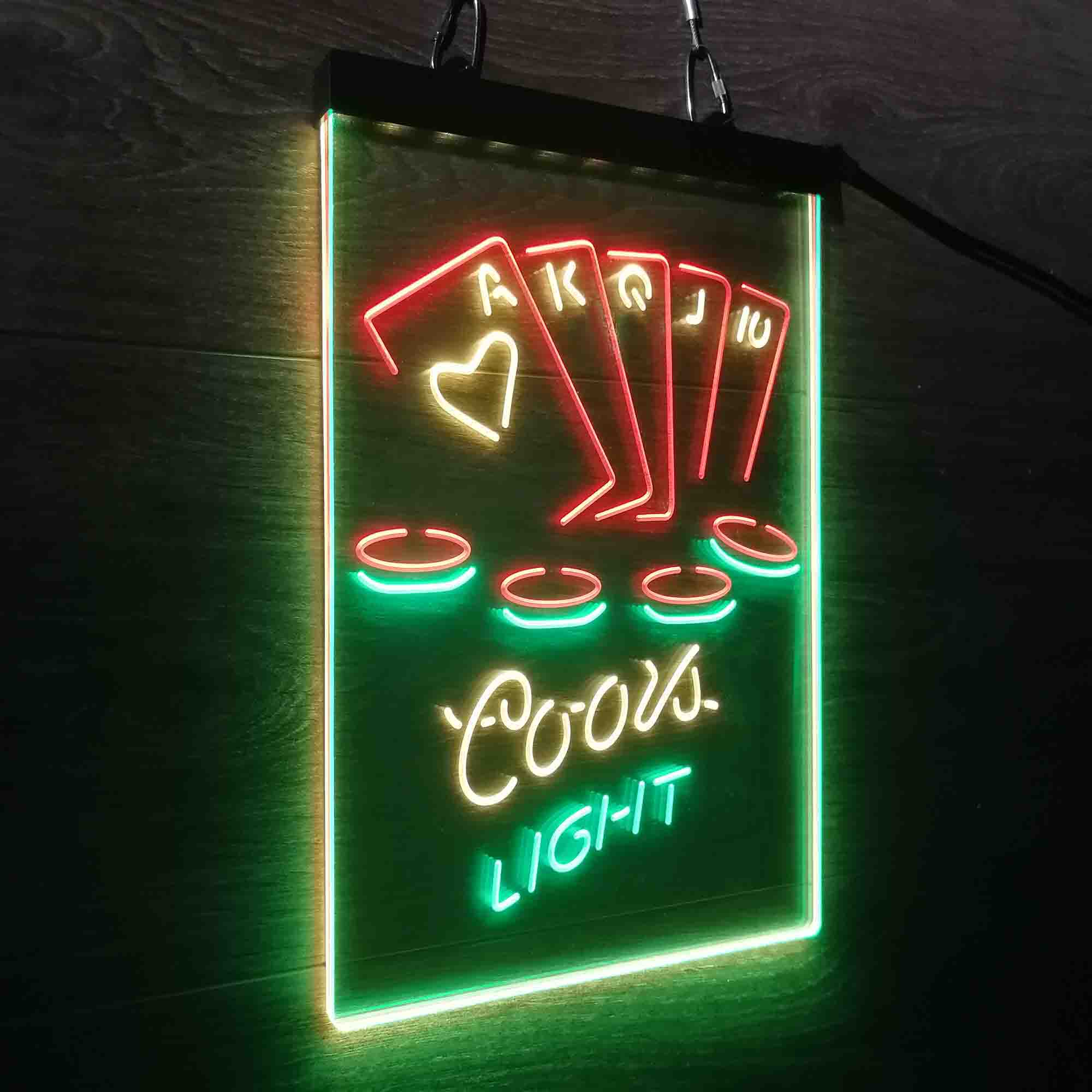 Coors Light Poker Casino Game Room Neon LED Sign 3 Colors