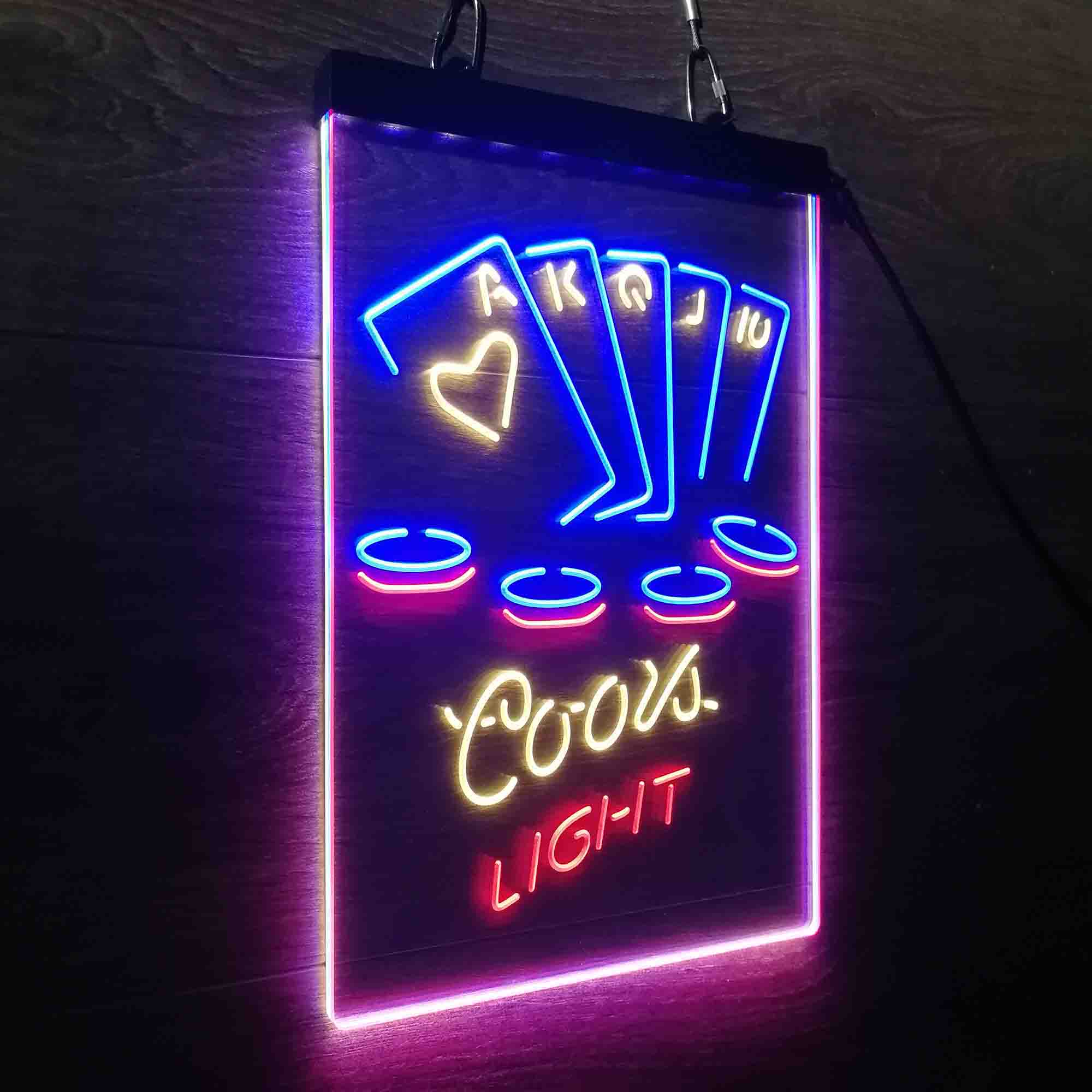 Coors Light Poker Casino Game Room Neon LED Sign 3 Colors