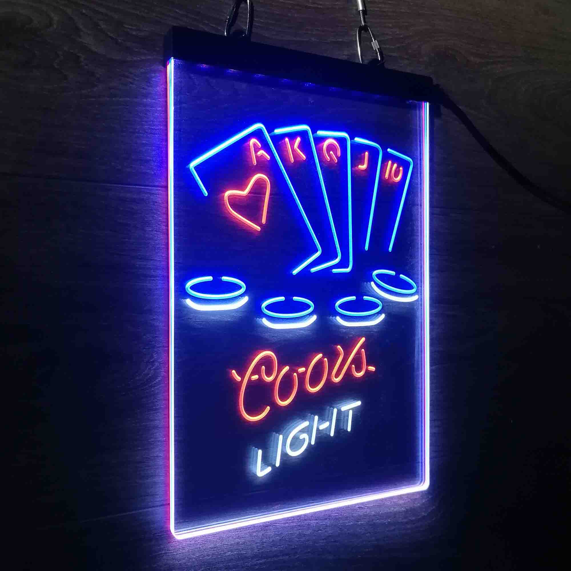 Coors Light Poker Casino Game Room Neon LED Sign 3 Colors