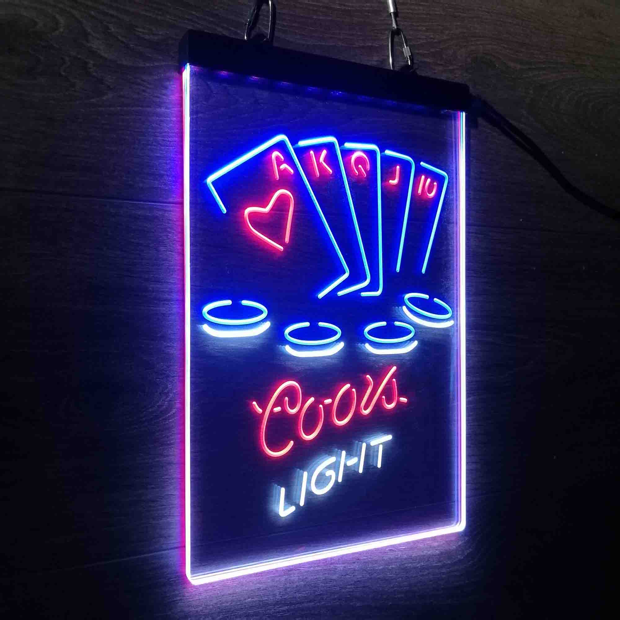 Coors Light Poker Casino Game Room Neon LED Sign 3 Colors