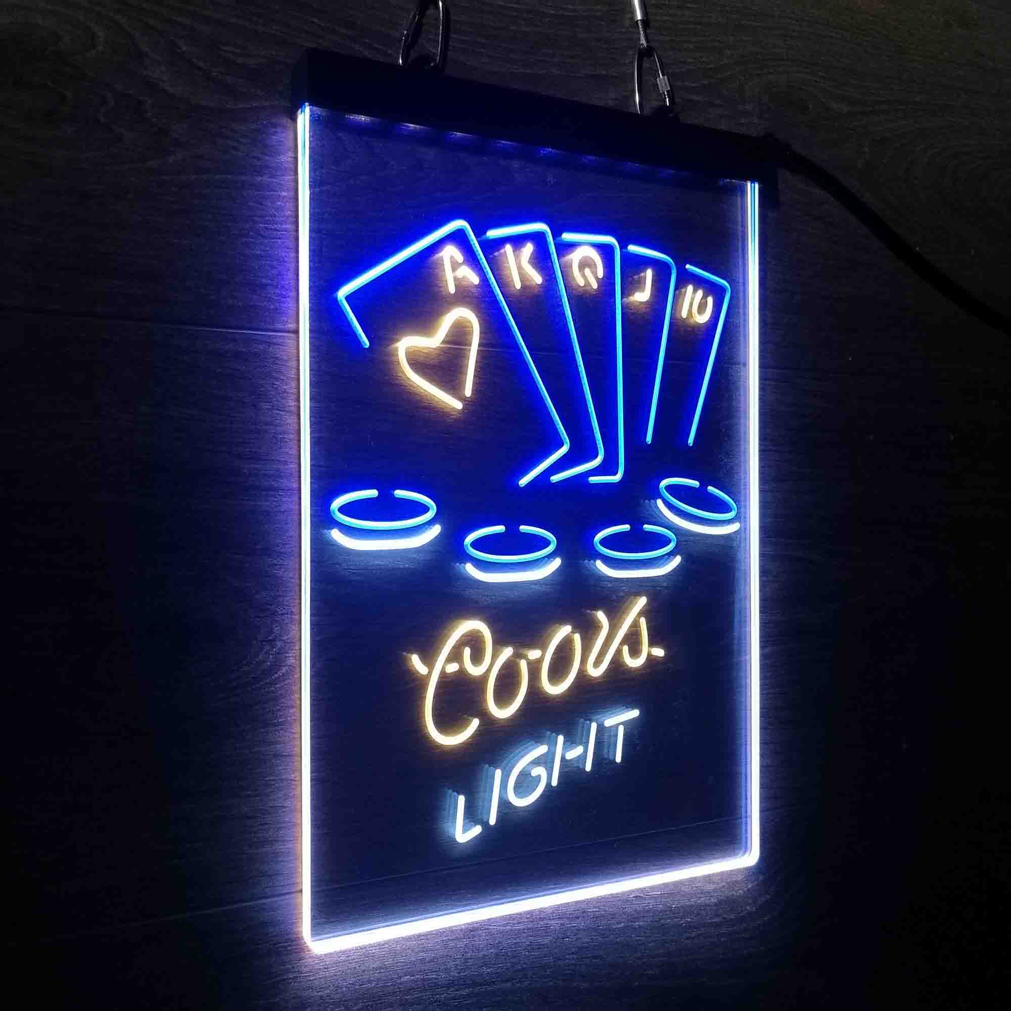 Coors Light Poker Casino Game Room Neon LED Sign 3 Colors