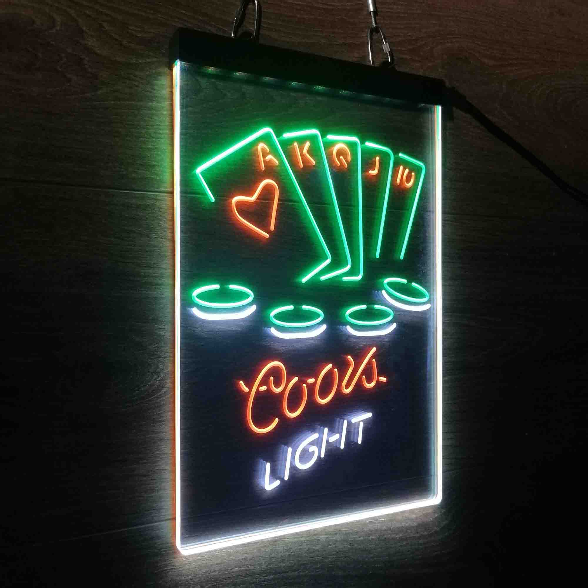 Coors Light Poker Casino Game Room Neon LED Sign 3 Colors