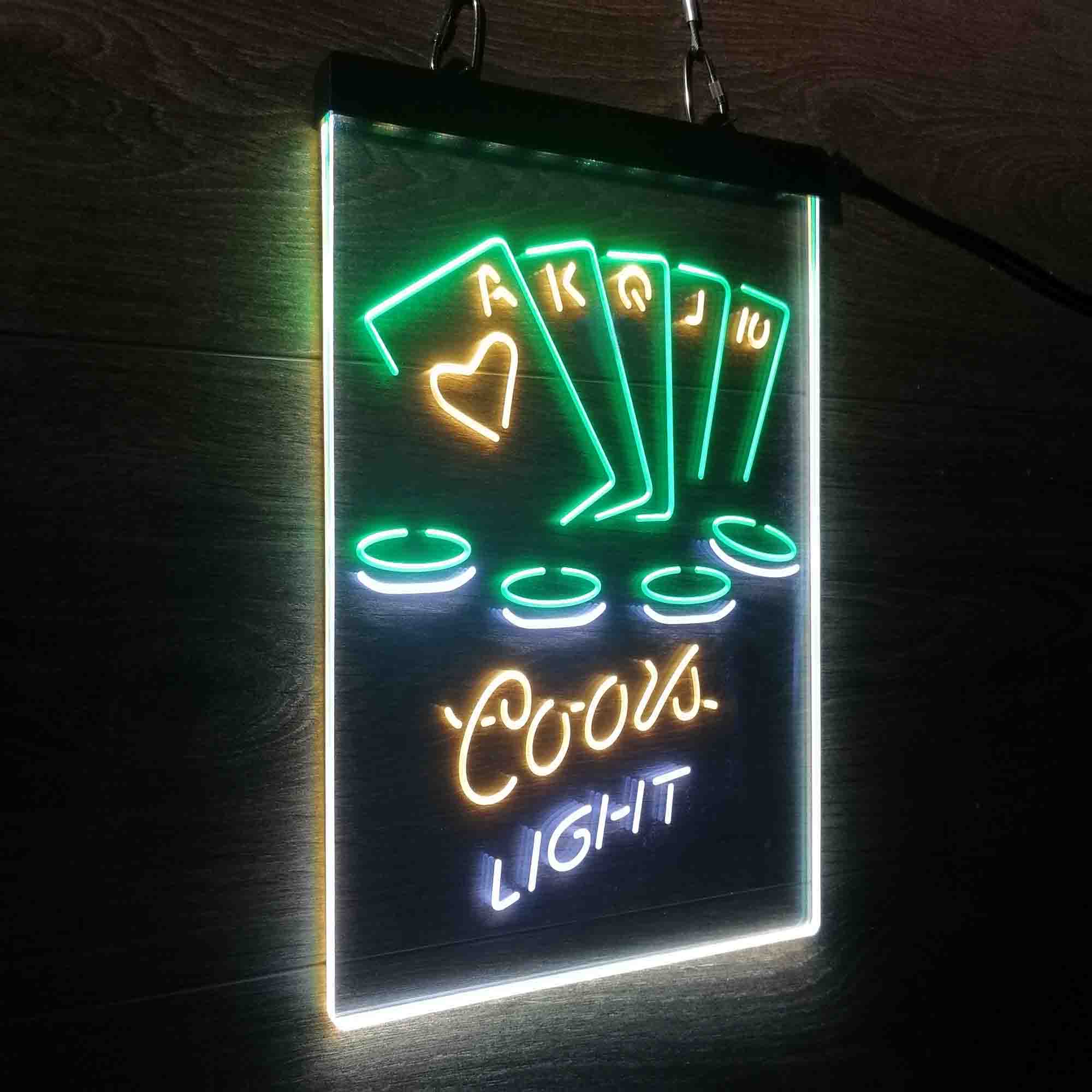 Coors Light Poker Casino Game Room Neon LED Sign 3 Colors