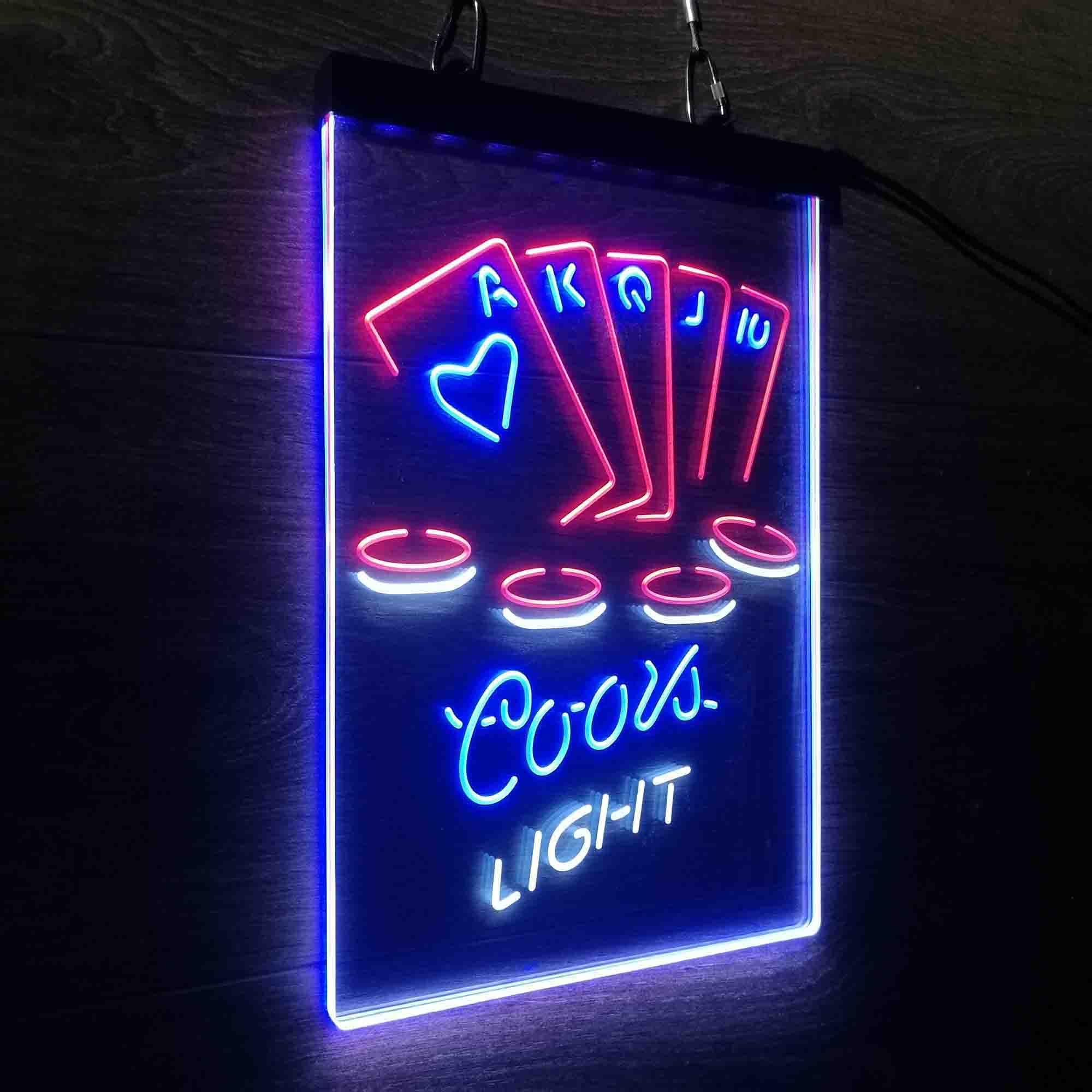 Coors Light Poker Casino Game Room Neon LED Sign 3 Colors