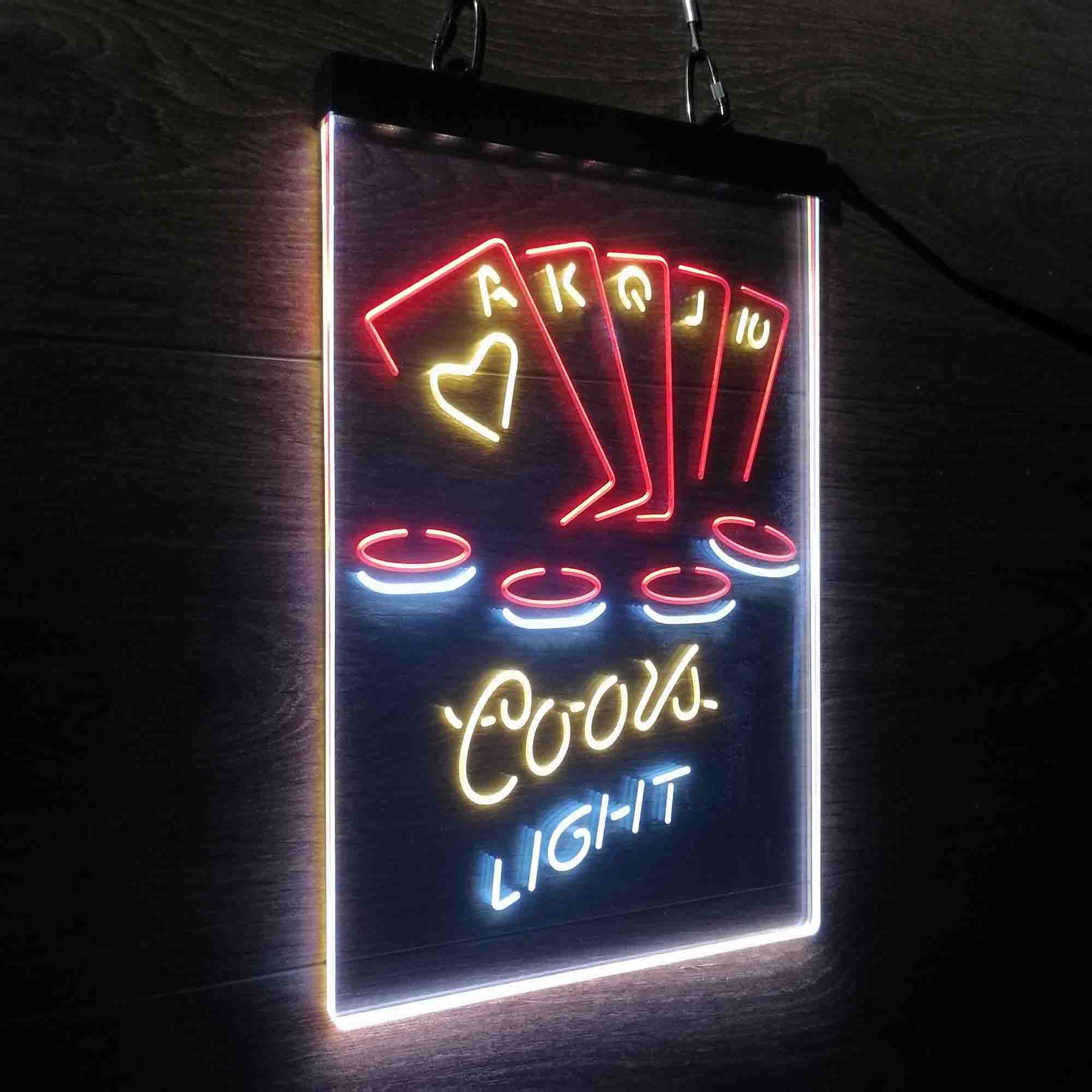 Coors Light Poker Casino Game Room Neon LED Sign 3 Colors