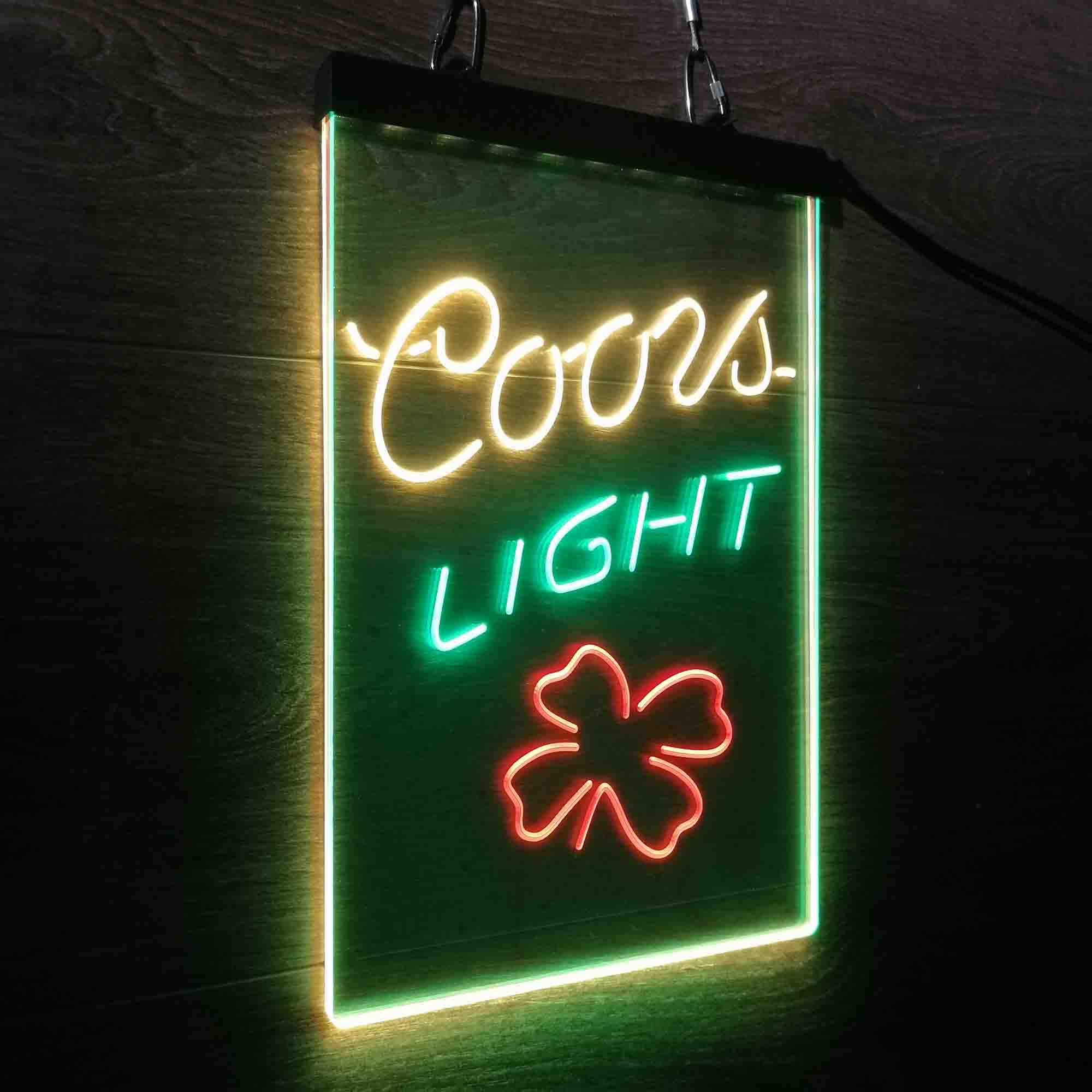 Coors Light 4 Leaf Clover Beer Neon LED Sign 3 Colors