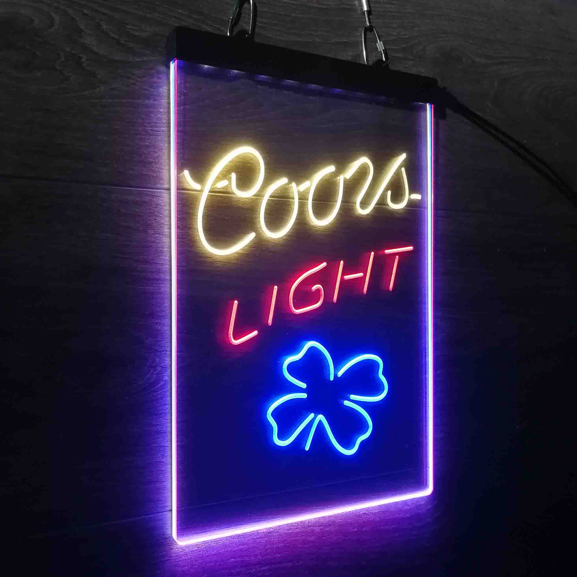 Coors Light 4 Leaf Clover Beer Neon LED Sign 3 Colors