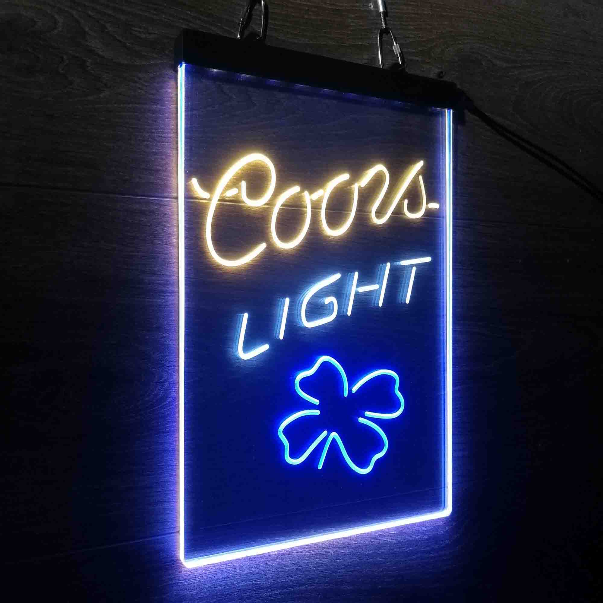 Coors Light 4 Leaf Clover Beer Neon LED Sign 3 Colors